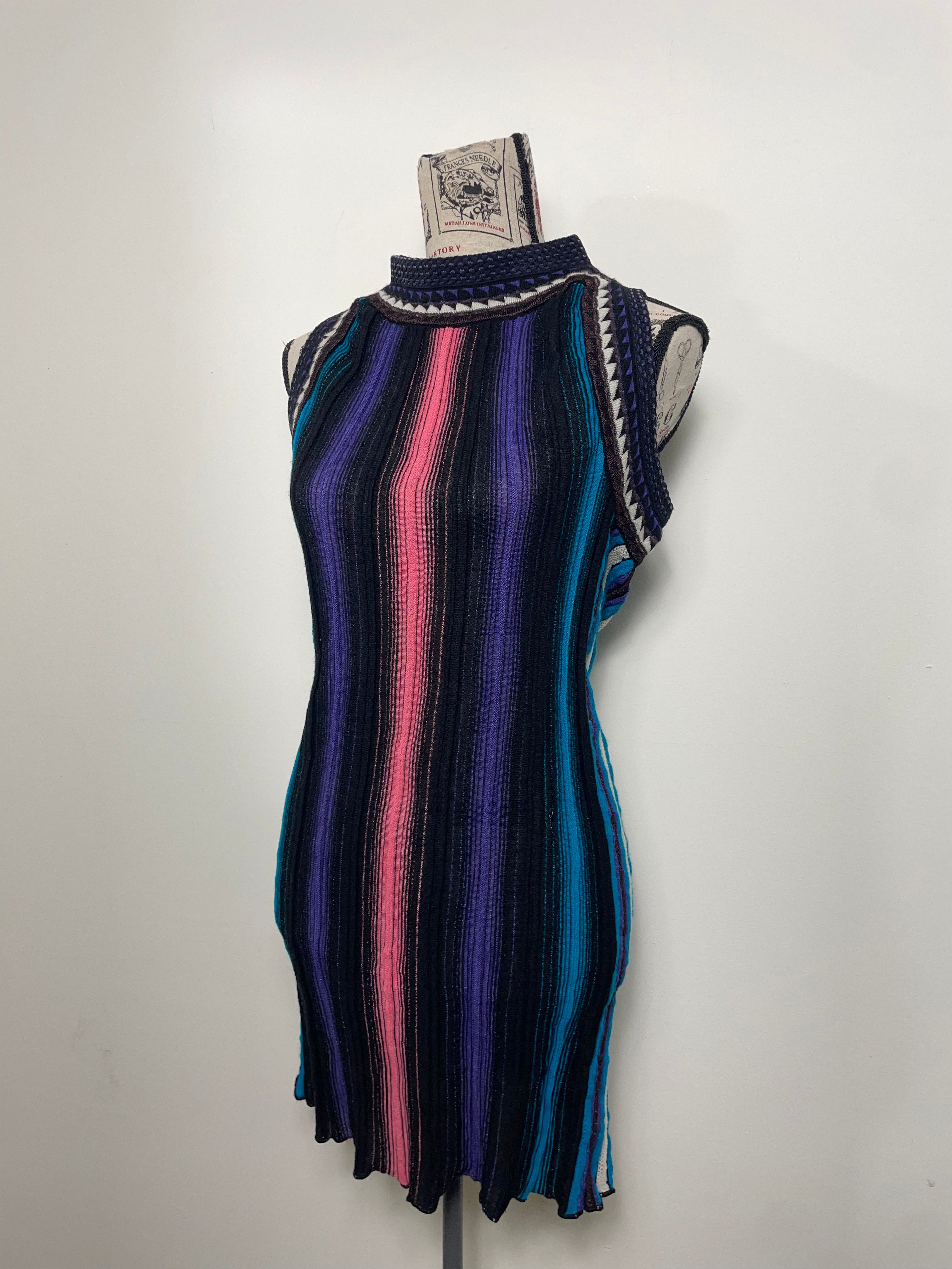 Missoni Vertical Stripped High Neck Shift Dress