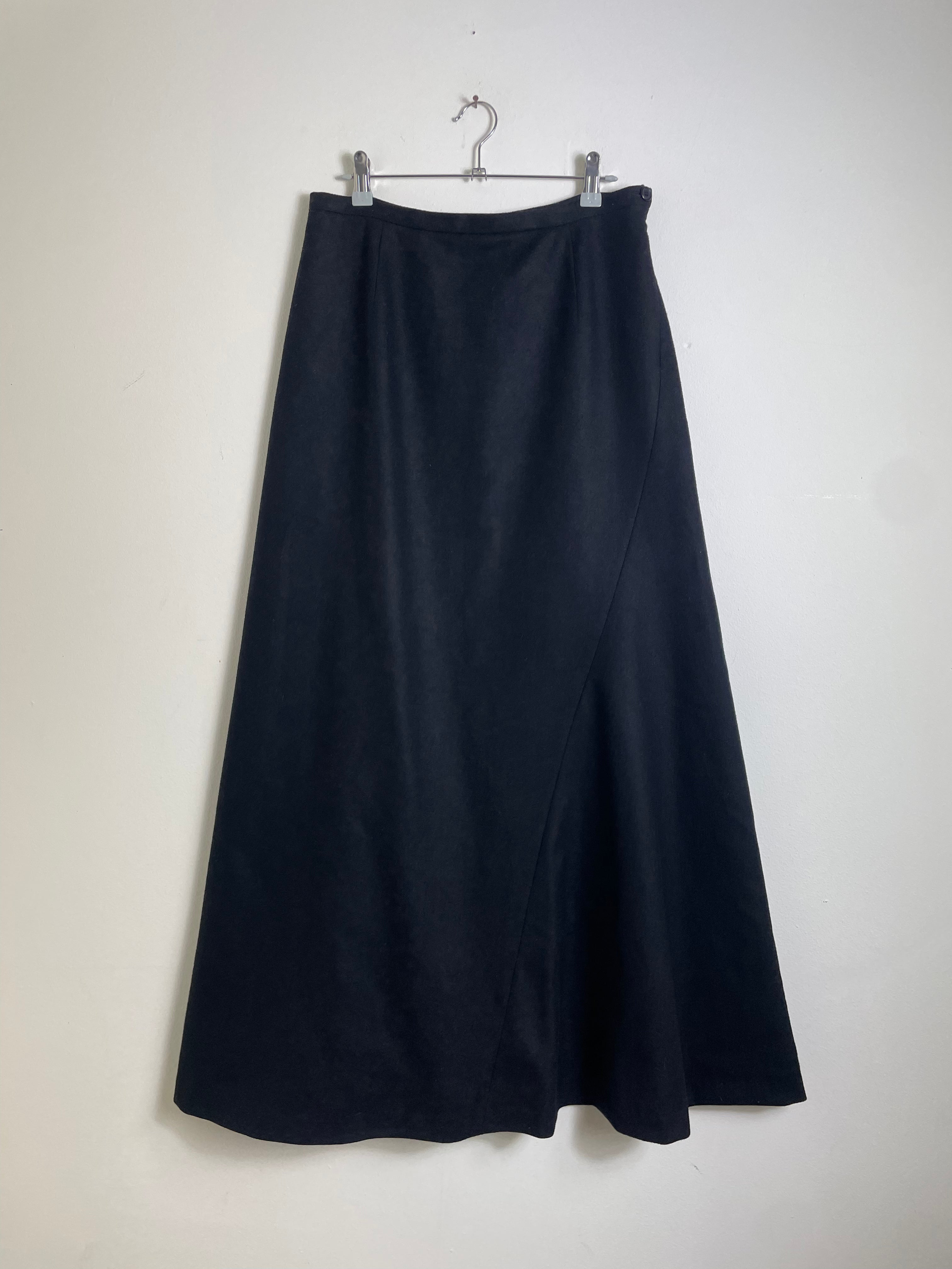 Miu Miu 1997 Black Wool Maxi Skirt