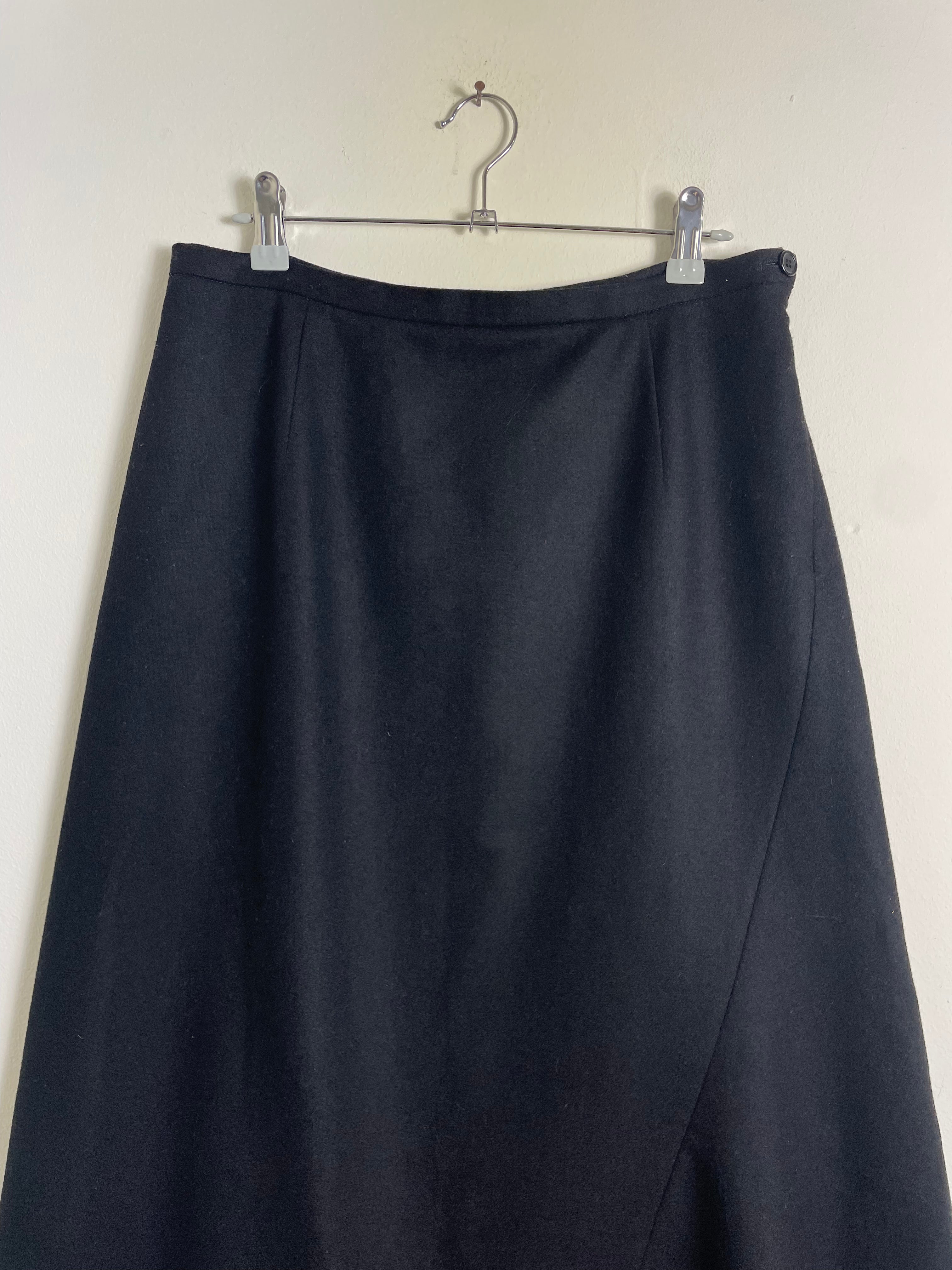 Miu Miu 1997 Black Wool Maxi Skirt