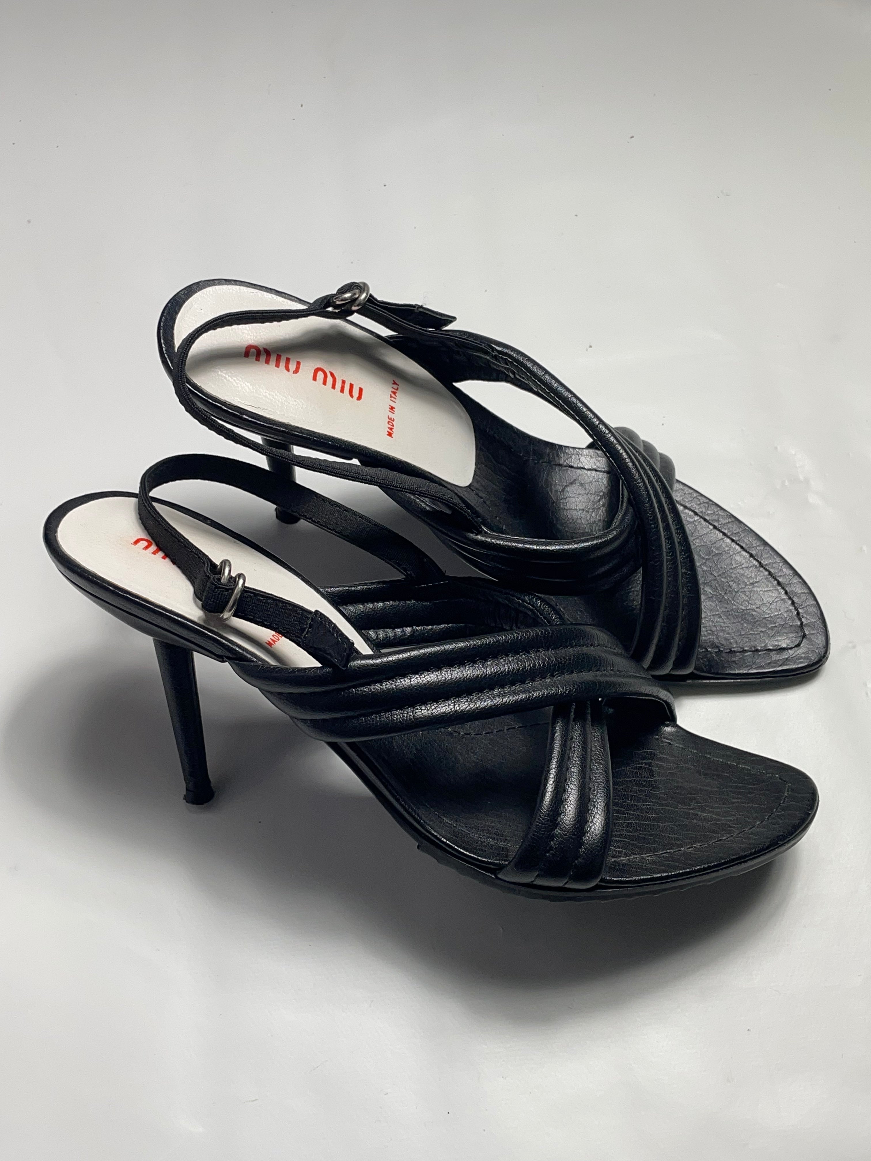 Miu Miu Black Strappy Open-Toe Sandals