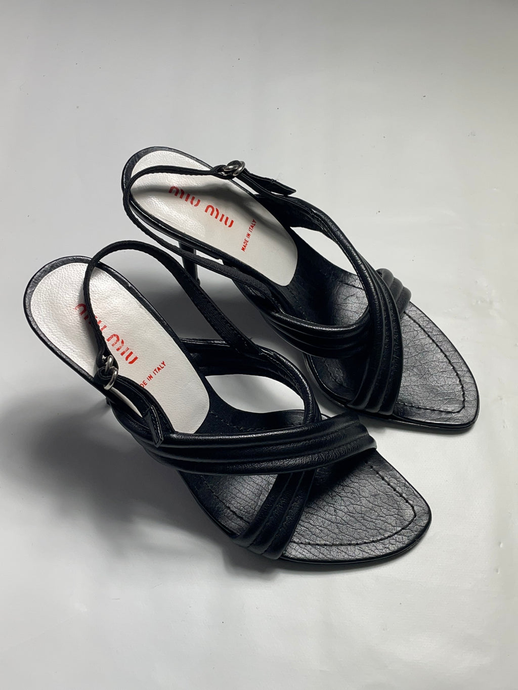 Miu Miu Black Strappy Open-Toe Sandals