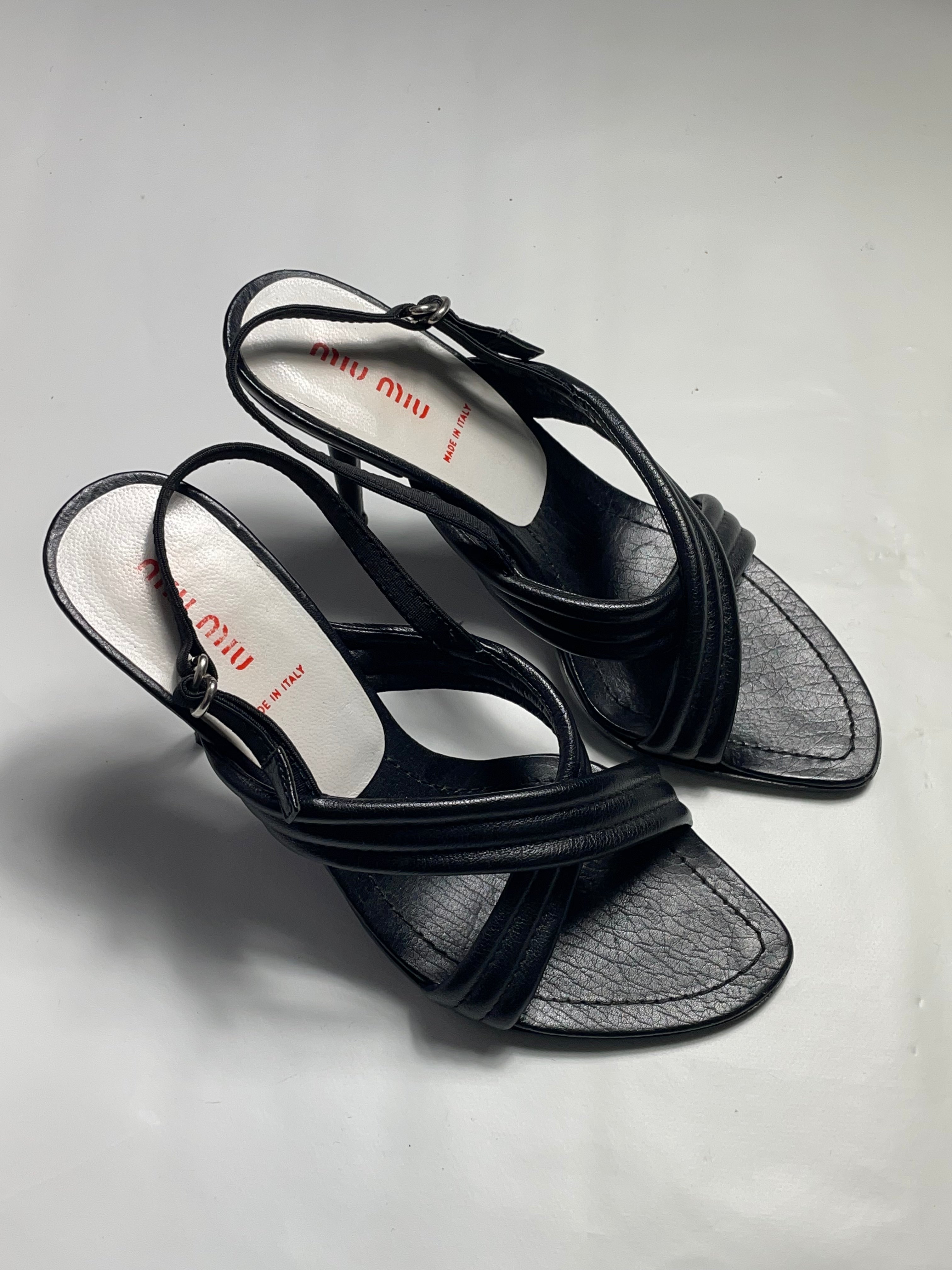 Miu Miu Black Strappy Open-Toe Sandals