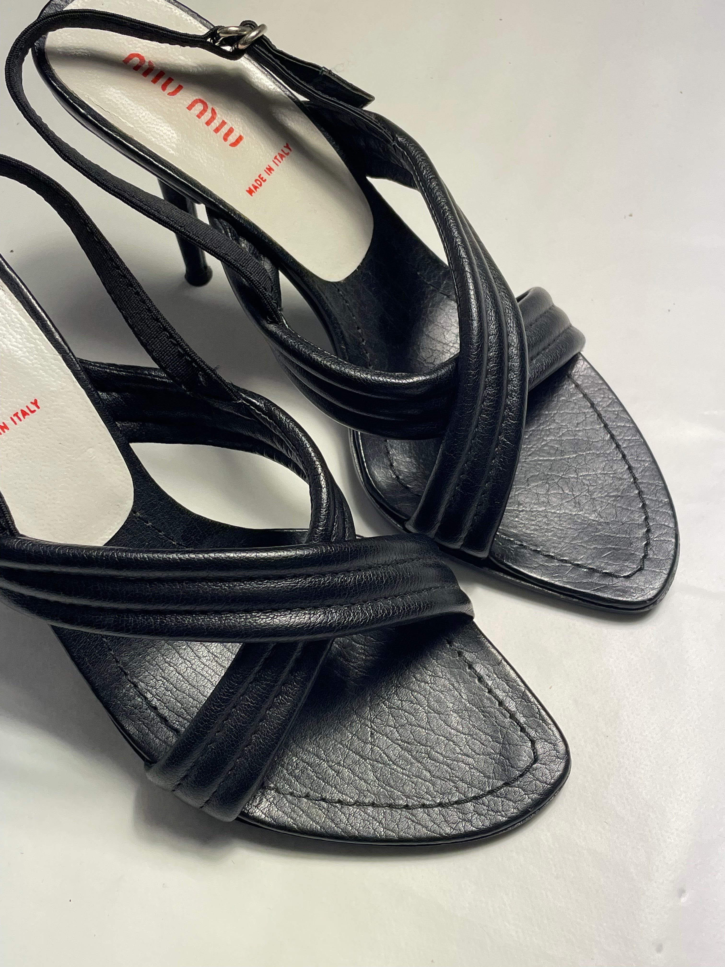 Miu Miu Black Strappy Open-Toe Sandals