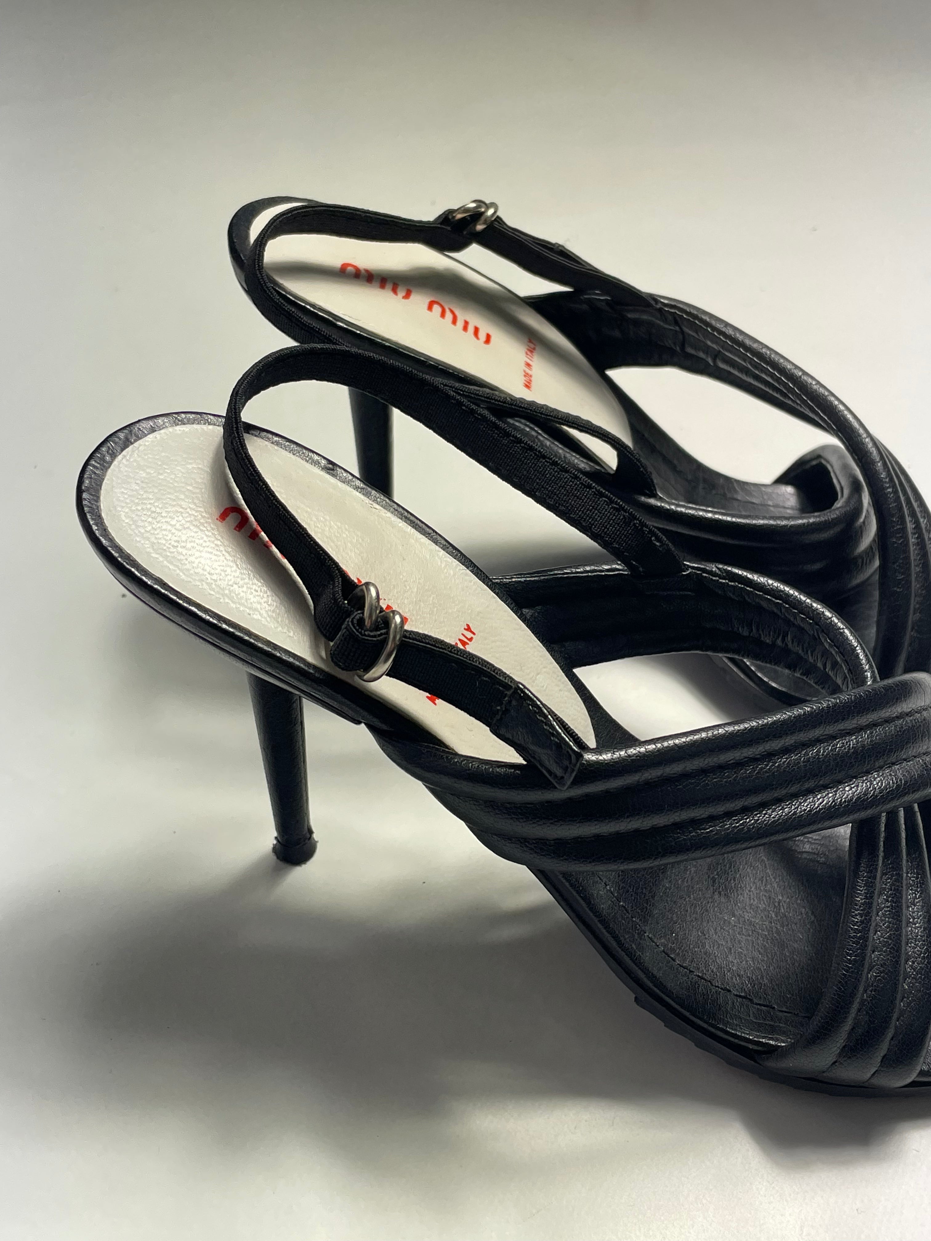 Miu Miu Black Strappy Open-Toe Sandals