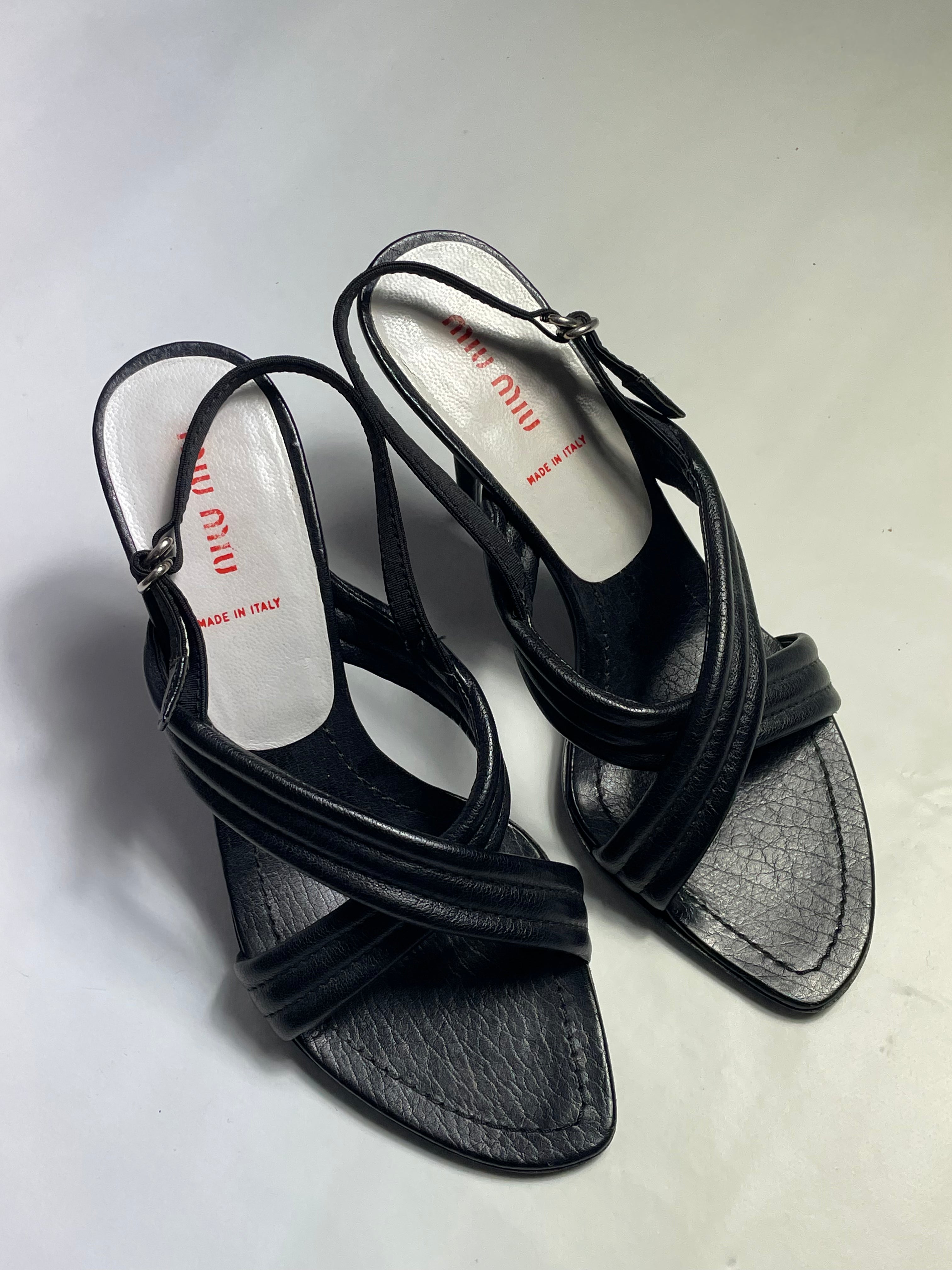 Miu Miu Black Strappy Open-Toe Sandals
