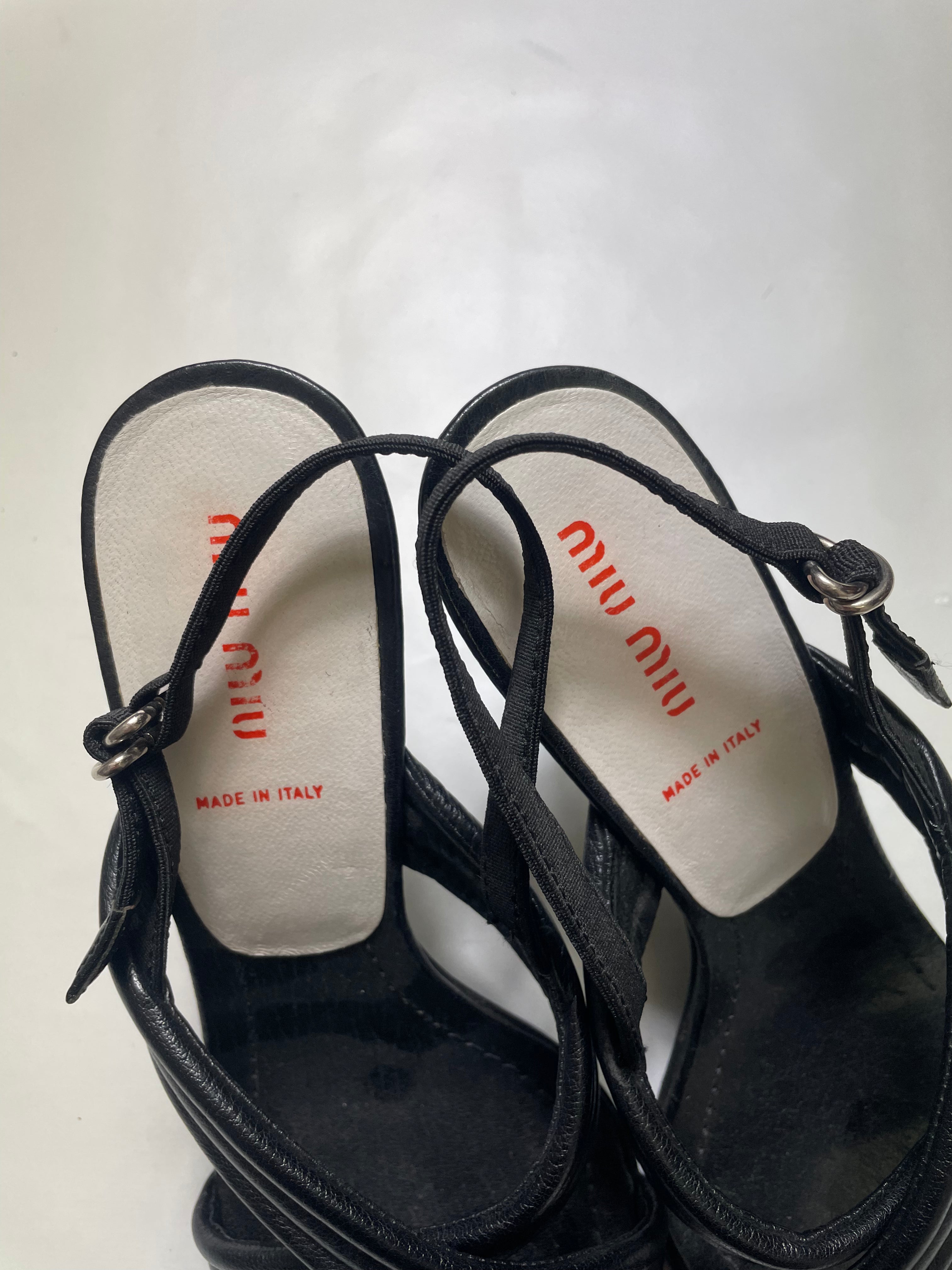 Miu Miu Black Strappy Open-Toe Sandals