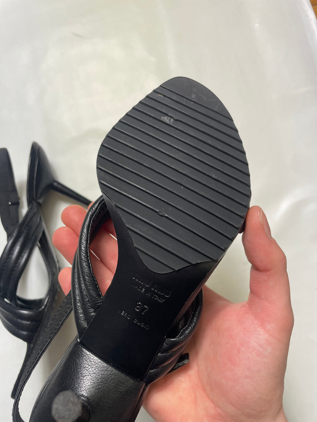 Miu Miu Black Strappy Open-Toe Sandals