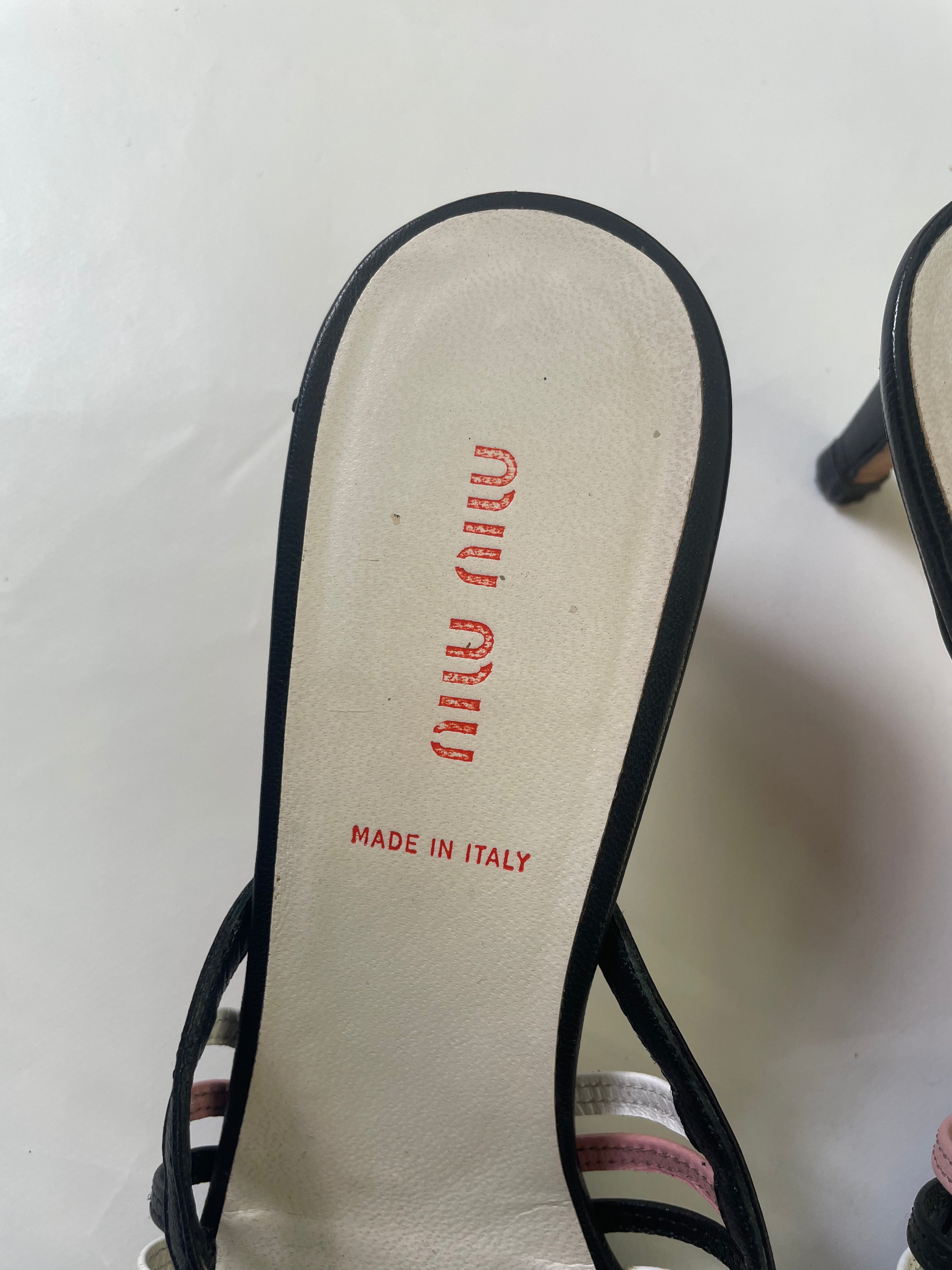 Miu Miu Leather Lattice Kitten Heel Mules