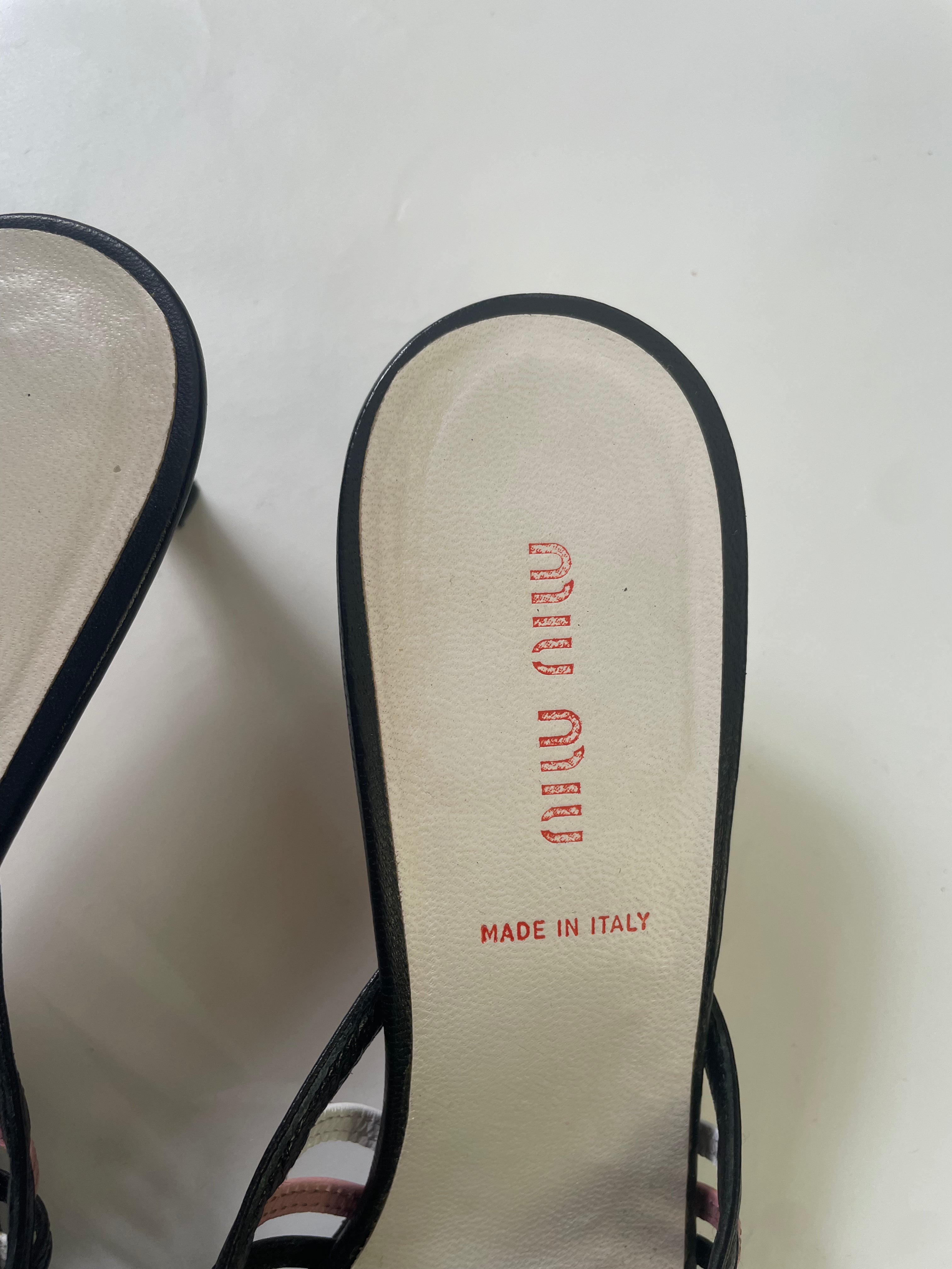 Miu Miu Leather Lattice Kitten Heel Mules