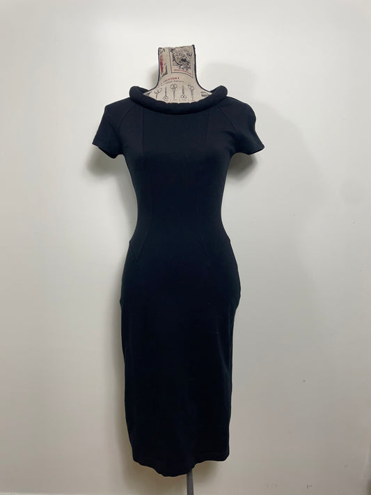 Plein Sud Façal Amor Black Padded Collar Fitted Dress