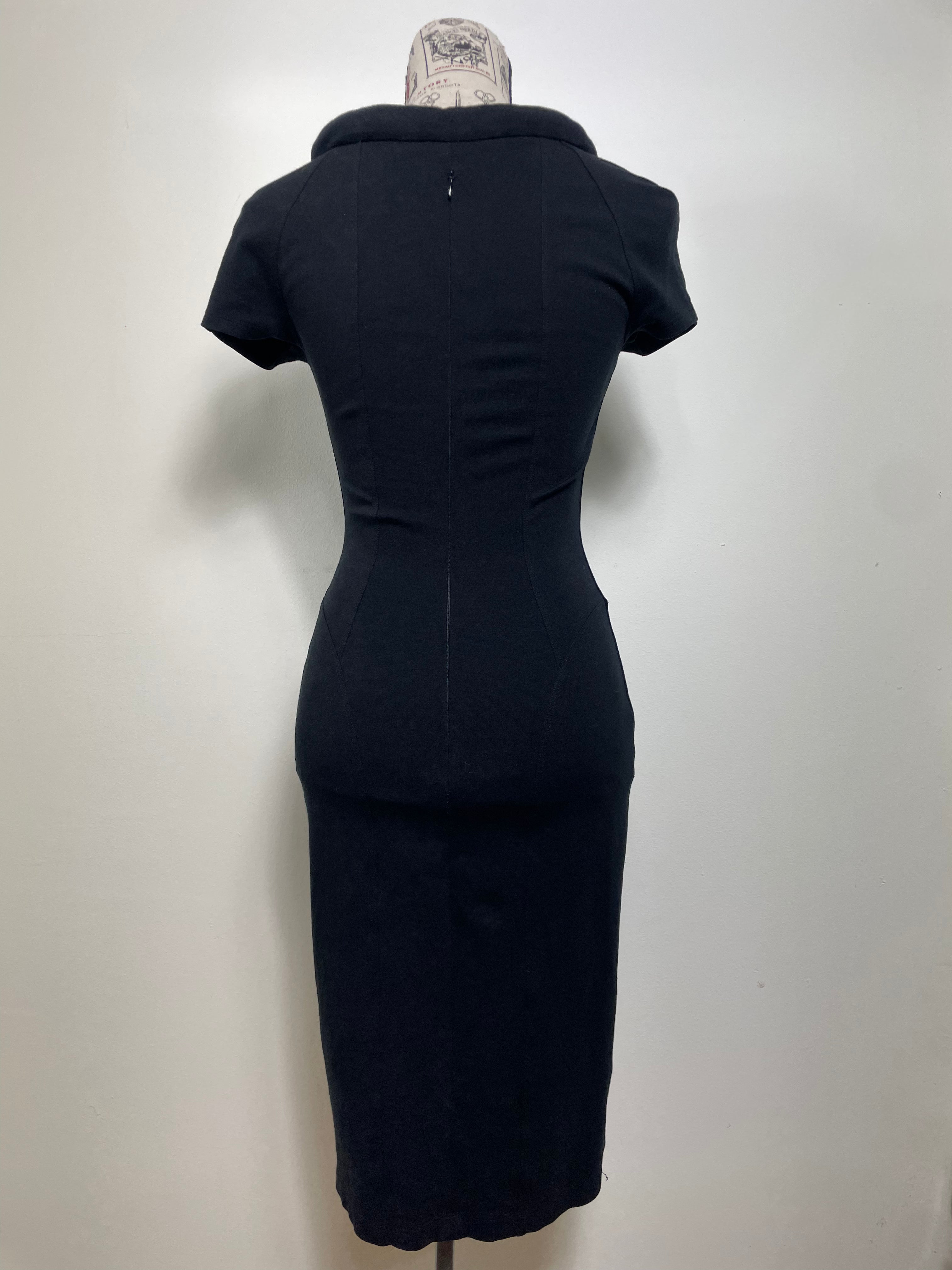 Plein Sud Façal Amor Black Padded Collar Fitted Dress