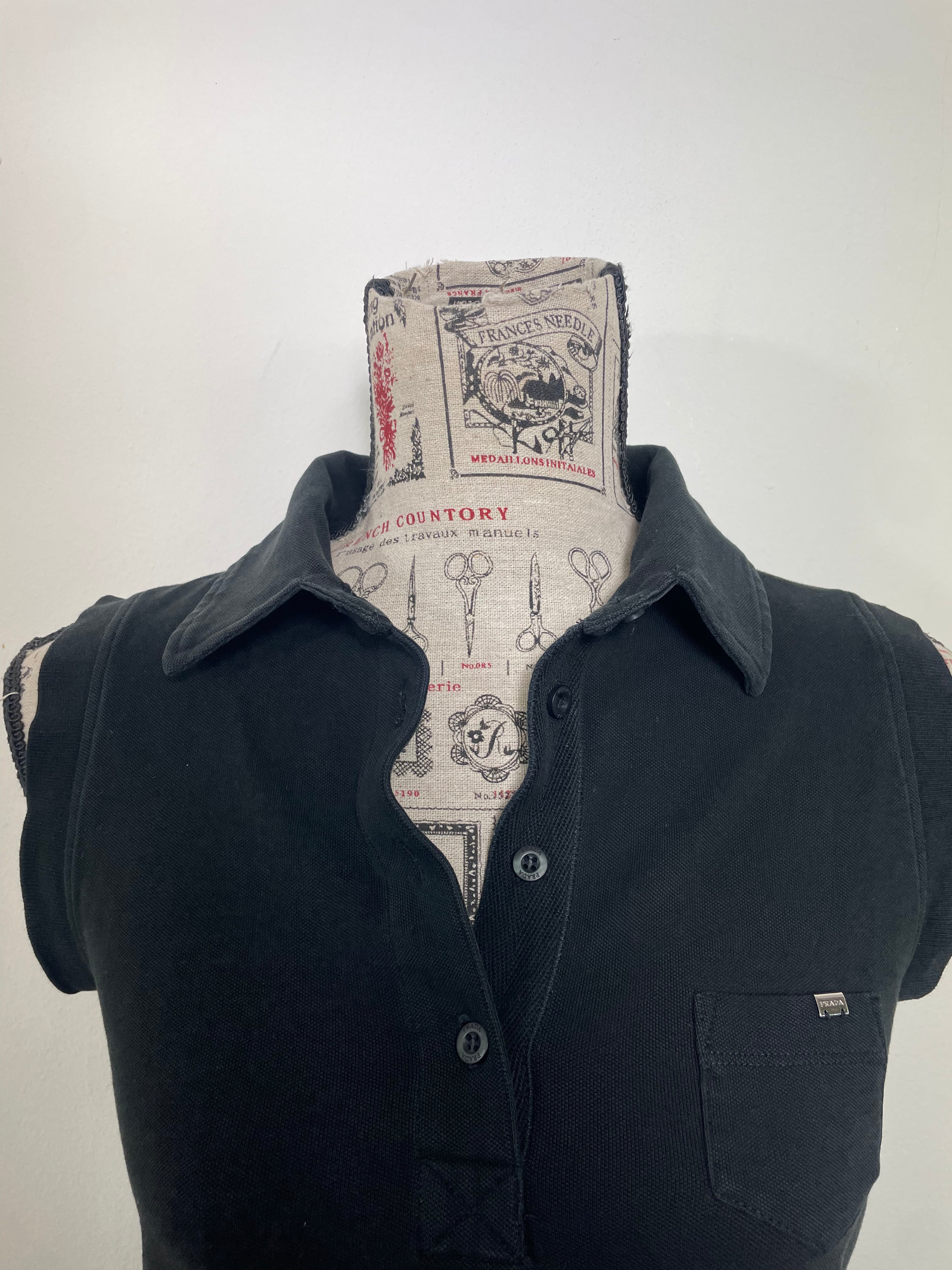 Prada Sporty Black Sleeveless Button Down Polo