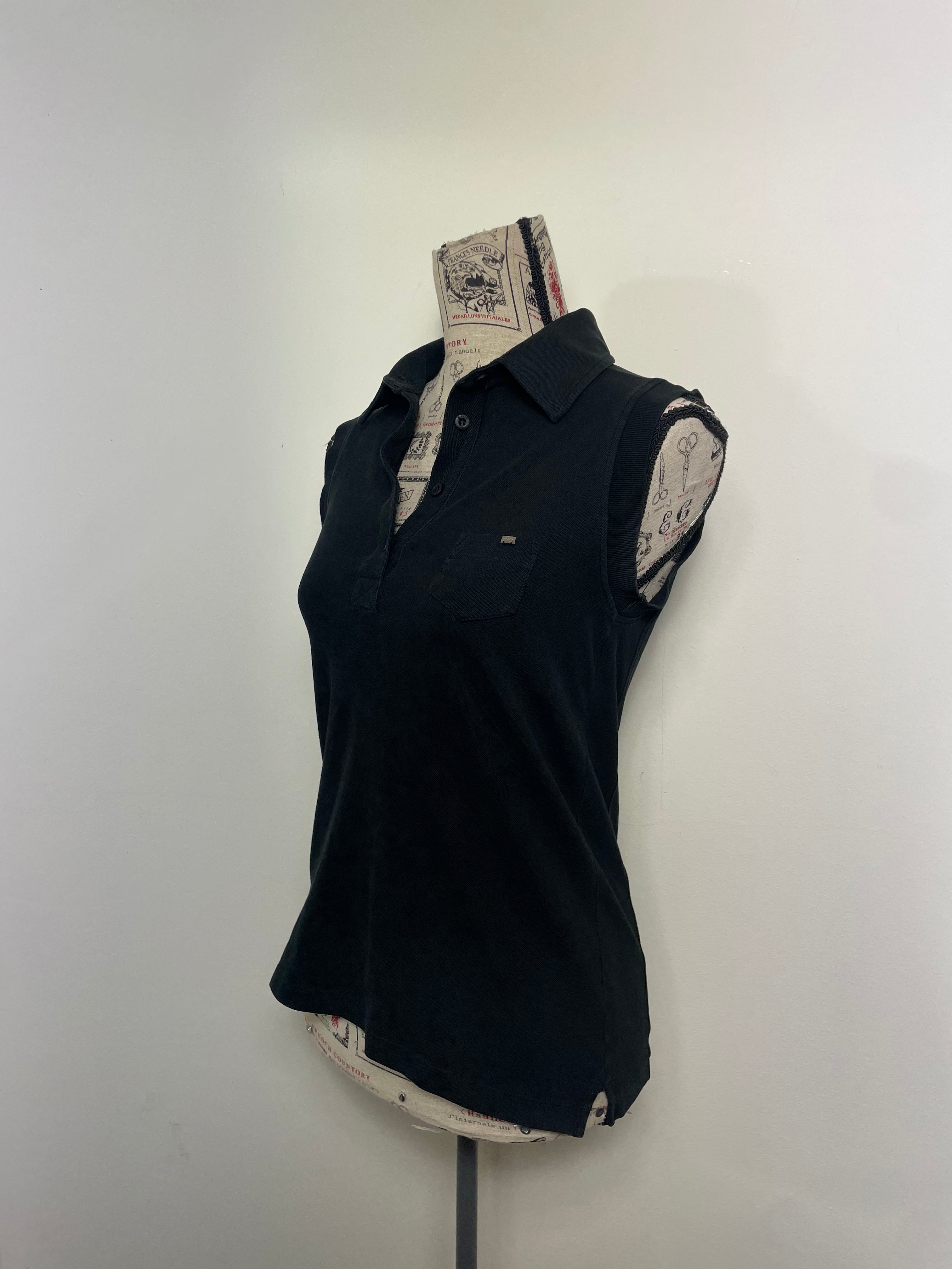 Prada Sporty Black Sleeveless Button Down Polo