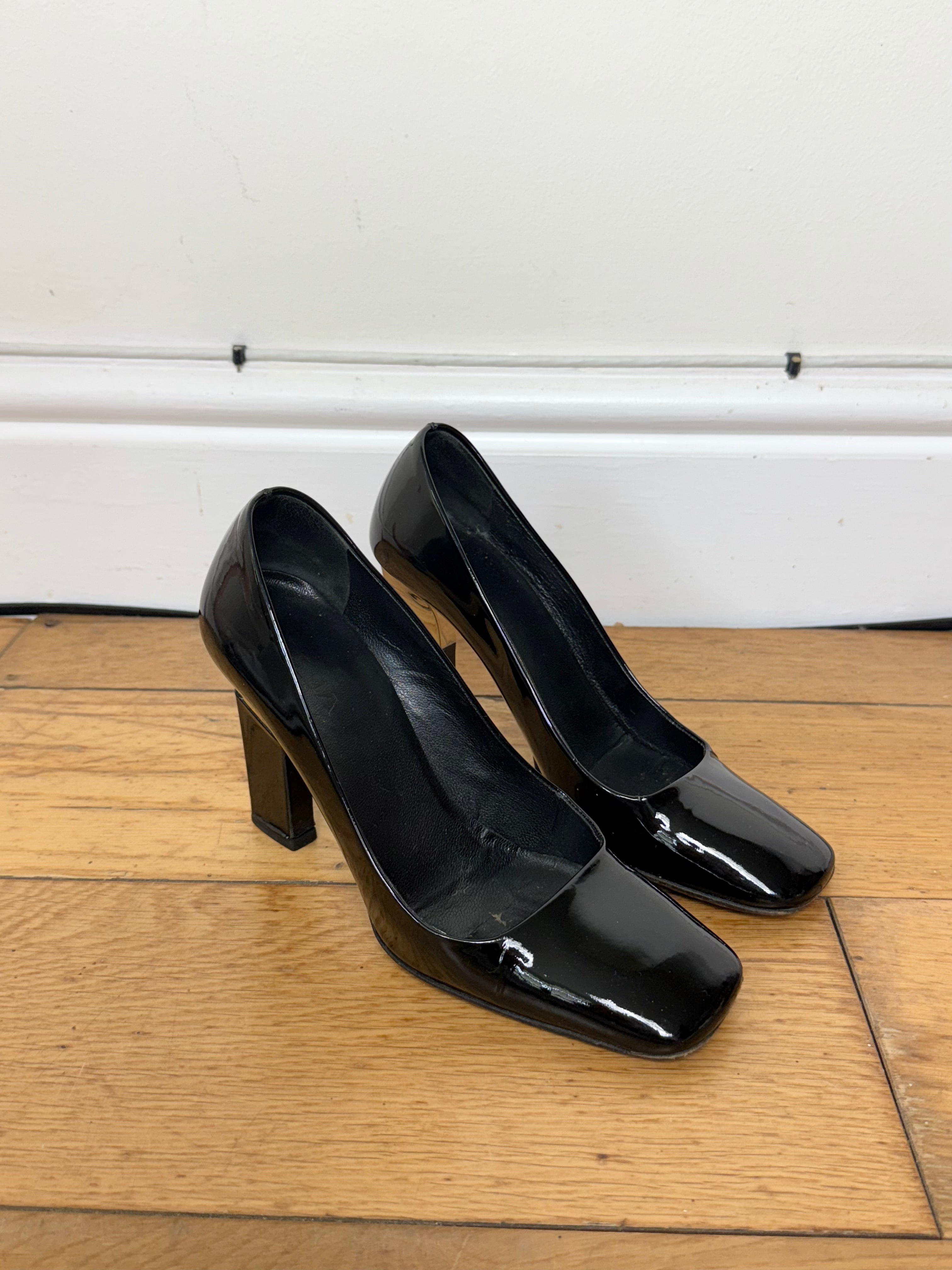 Prada Vintage Patent Black Heels