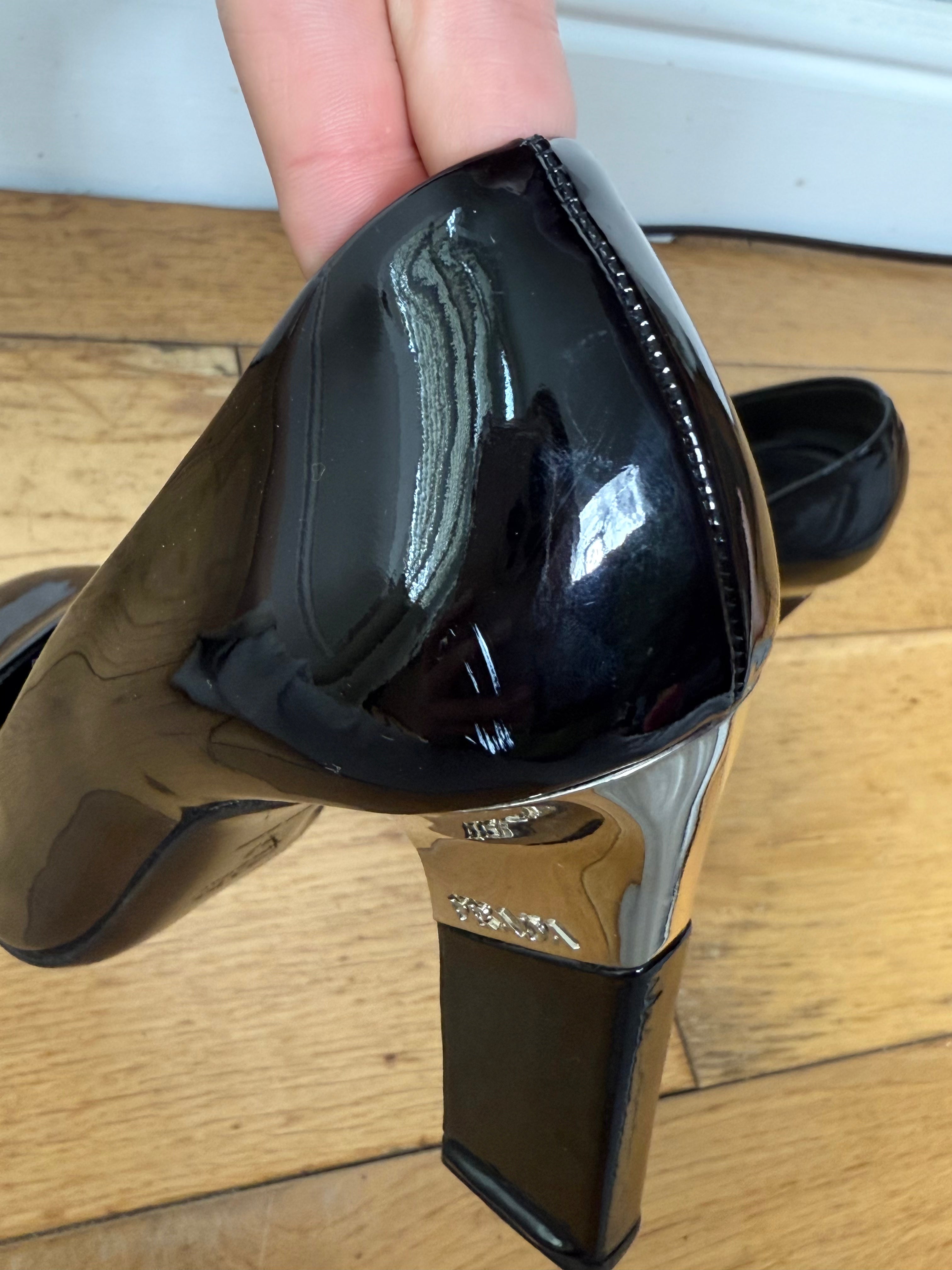 Prada Vintage Patent Black Heels