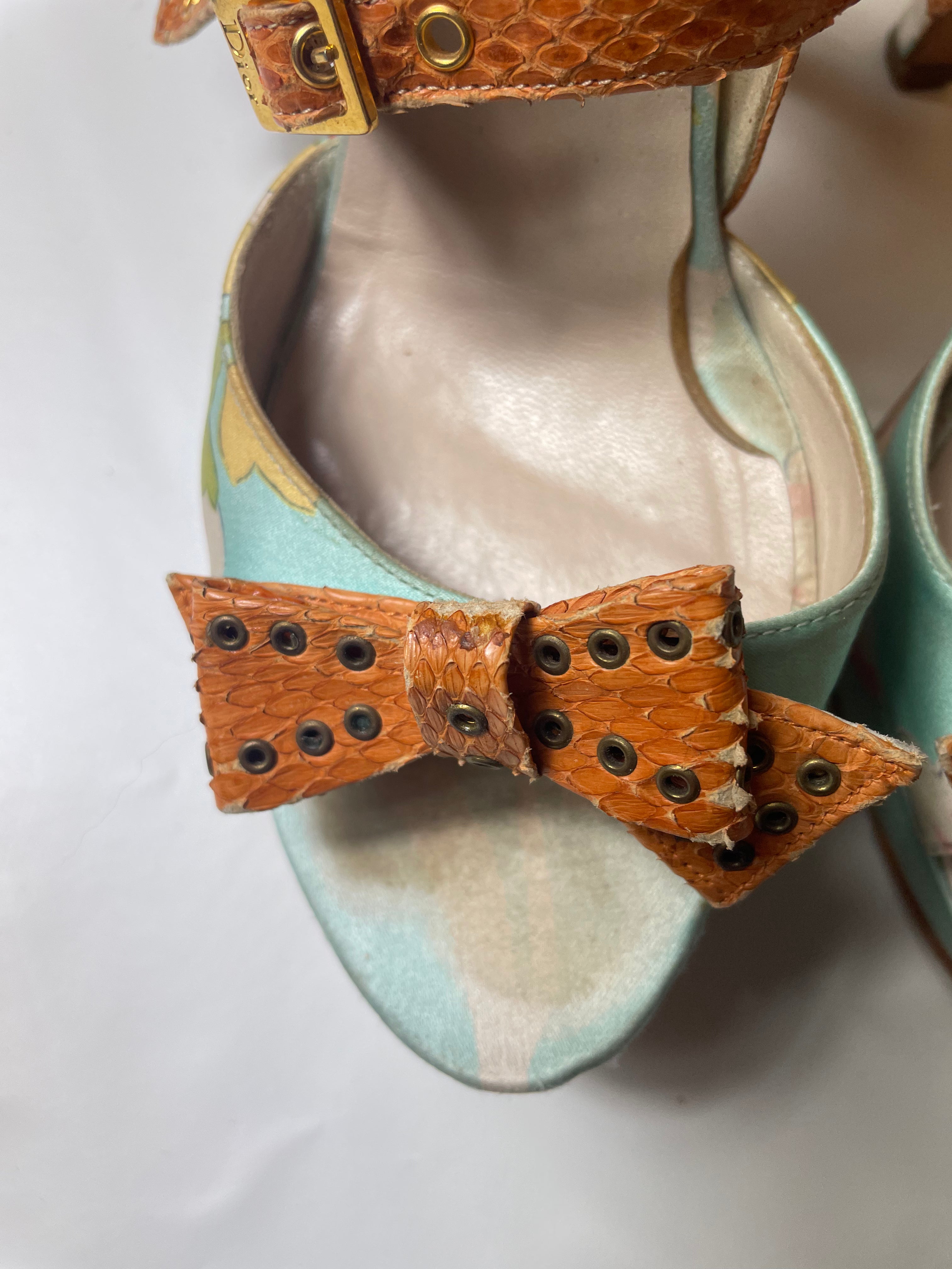 Rare 2003 Dior by John Galliano Ankle Wrap Platform Heels