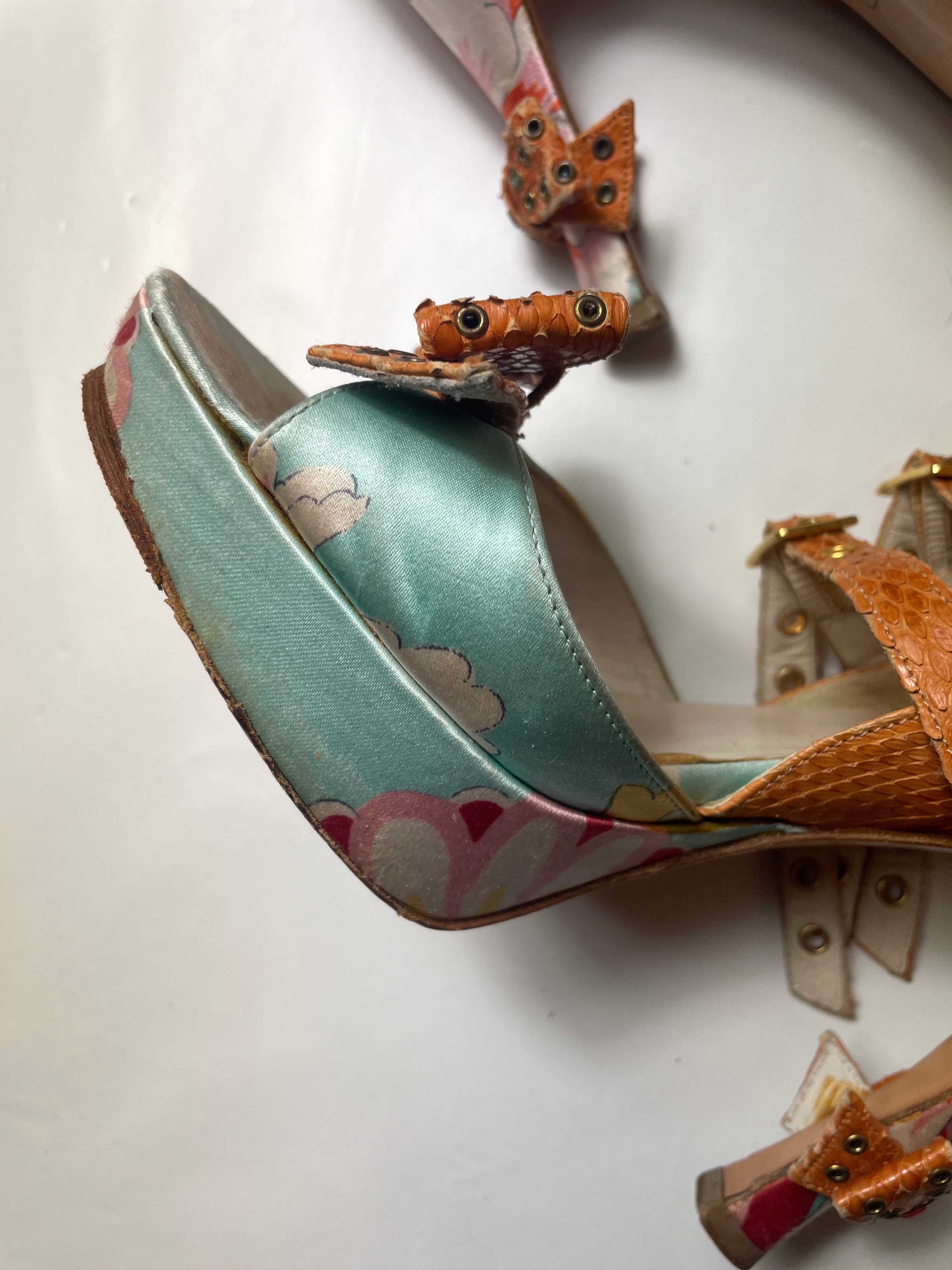 Rare 2003 Dior by John Galliano Ankle Wrap Platform Heels