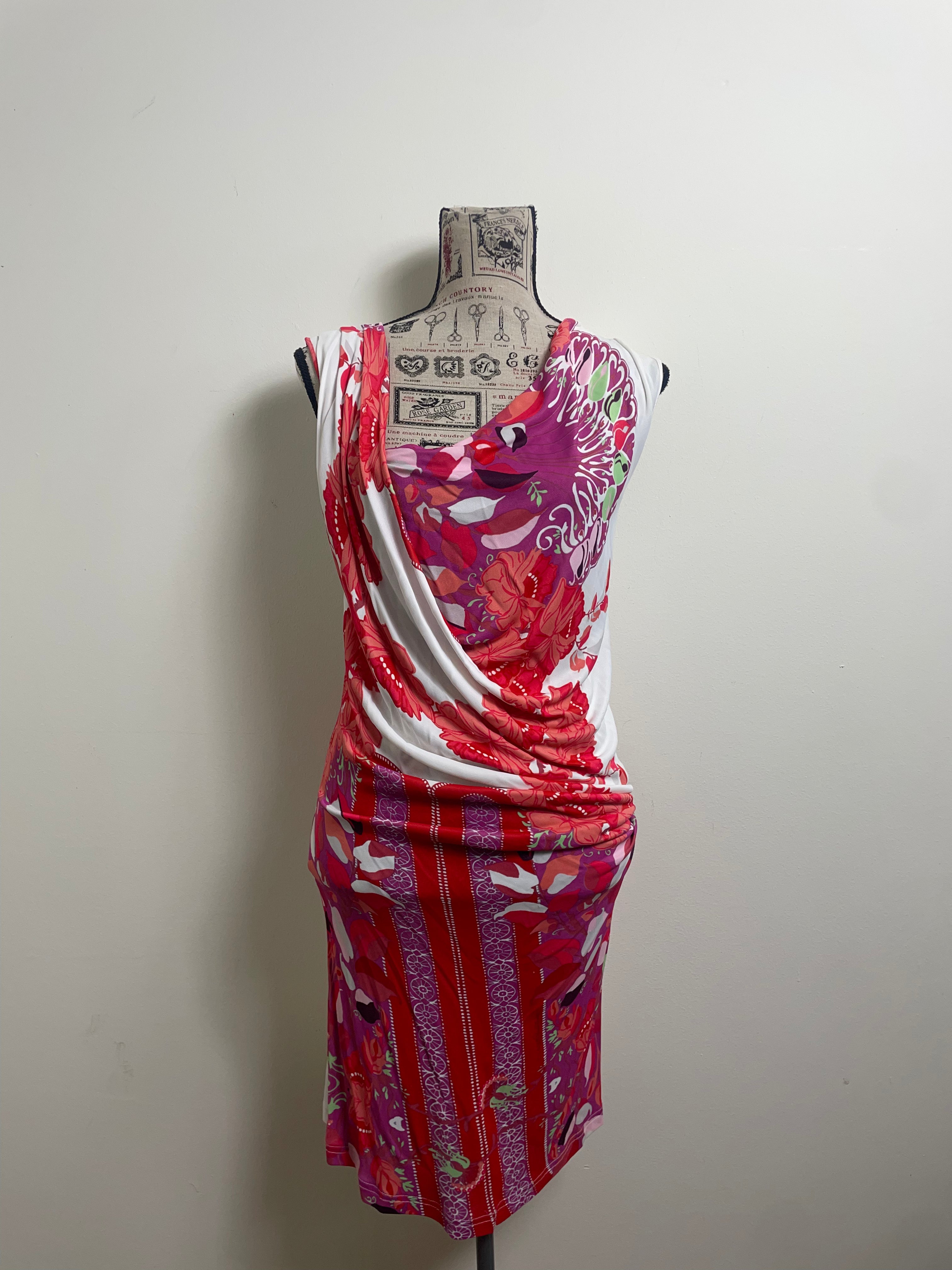Roberto Cavalli Class Asymmetric Drapped Dress