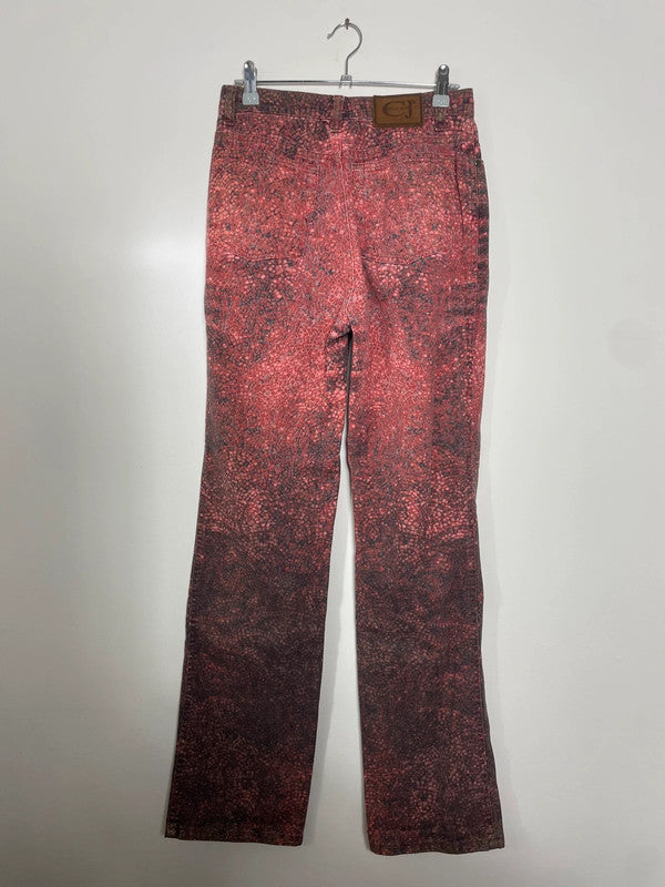 Roberto Cavalli Red & Black Mosaic Shimmer Straight-Leg Jeans
