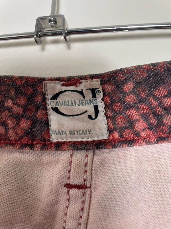 Roberto Cavalli Red & Black Mosaic Shimmer Straight-Leg Jeans