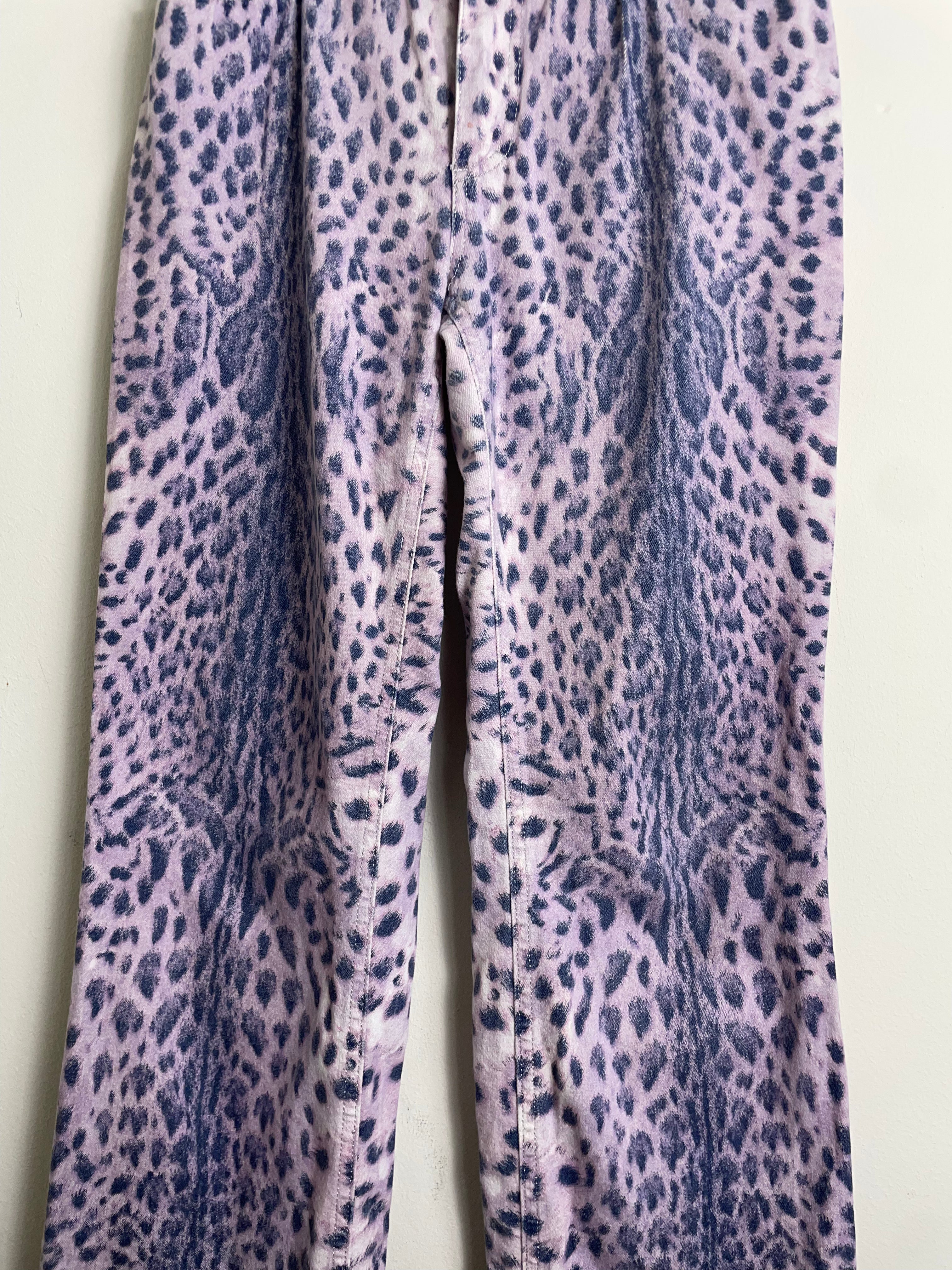 Roberto Cavalli Spring 2000 Purple Leopard Print Jeans 