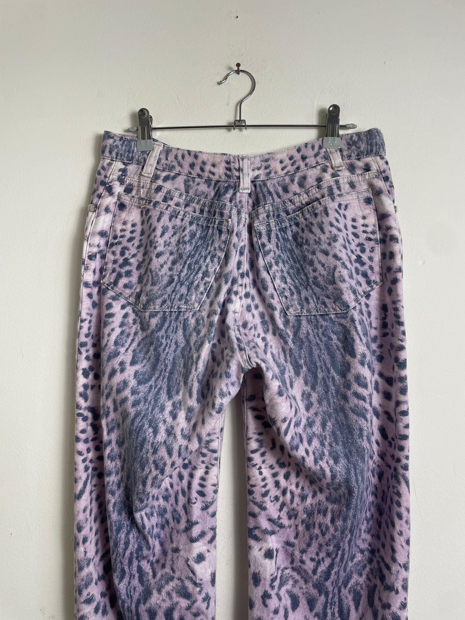 Roberto Cavalli Spring 2000 Purple Leopard Print Jeans 