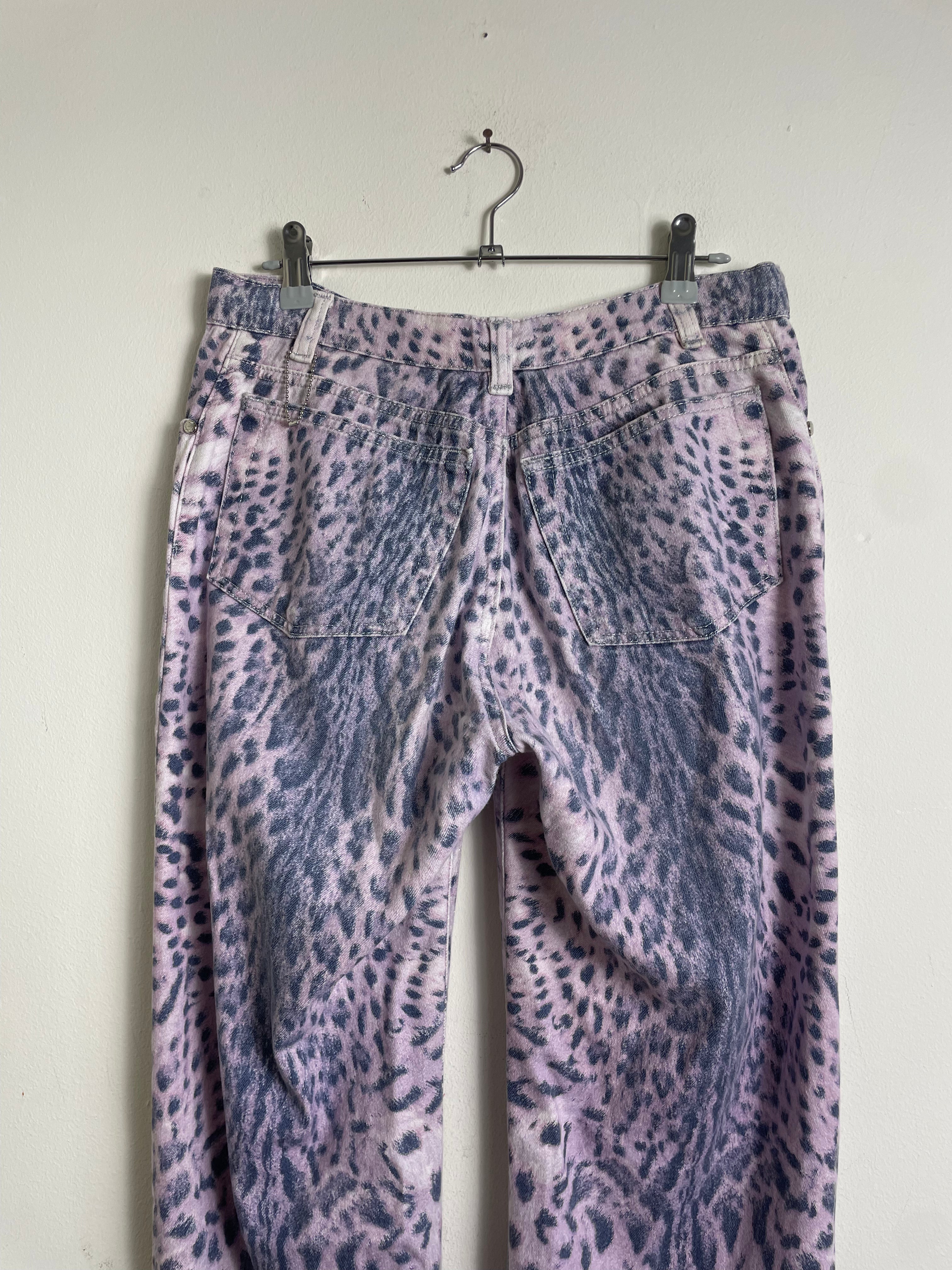 Roberto Cavalli Spring 2000 Purple Leopard Print Jeans 