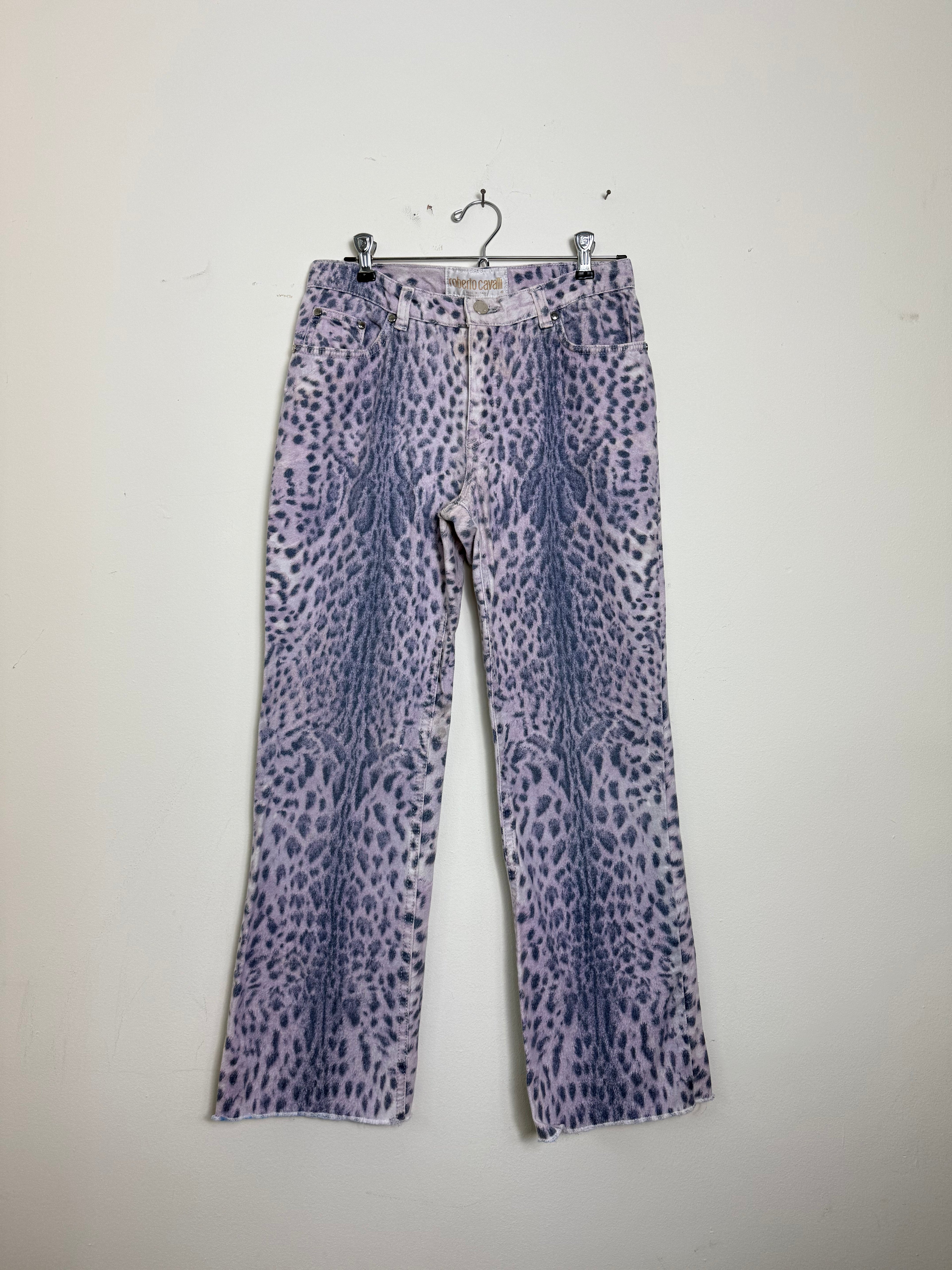 Roberto Cavalli Spring 2000 Purple Leopard Print Jeans