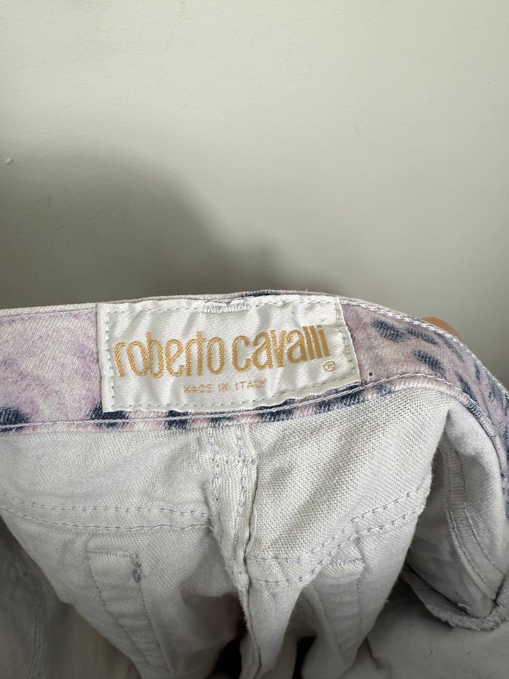 Roberto Cavalli Spring 2000 Purple Leopard Print Jeans XS