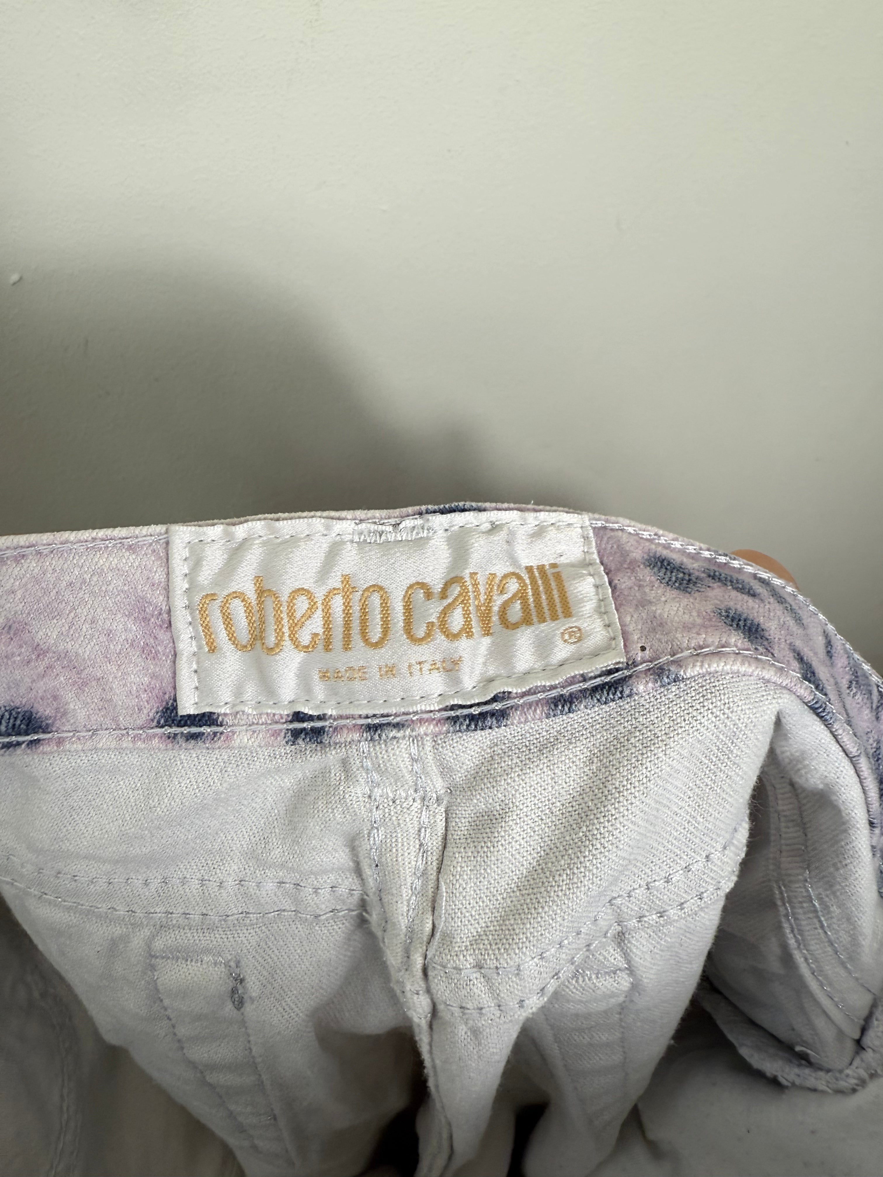 Roberto Cavalli Spring 2000 Purple Leopard Print Jeans XS