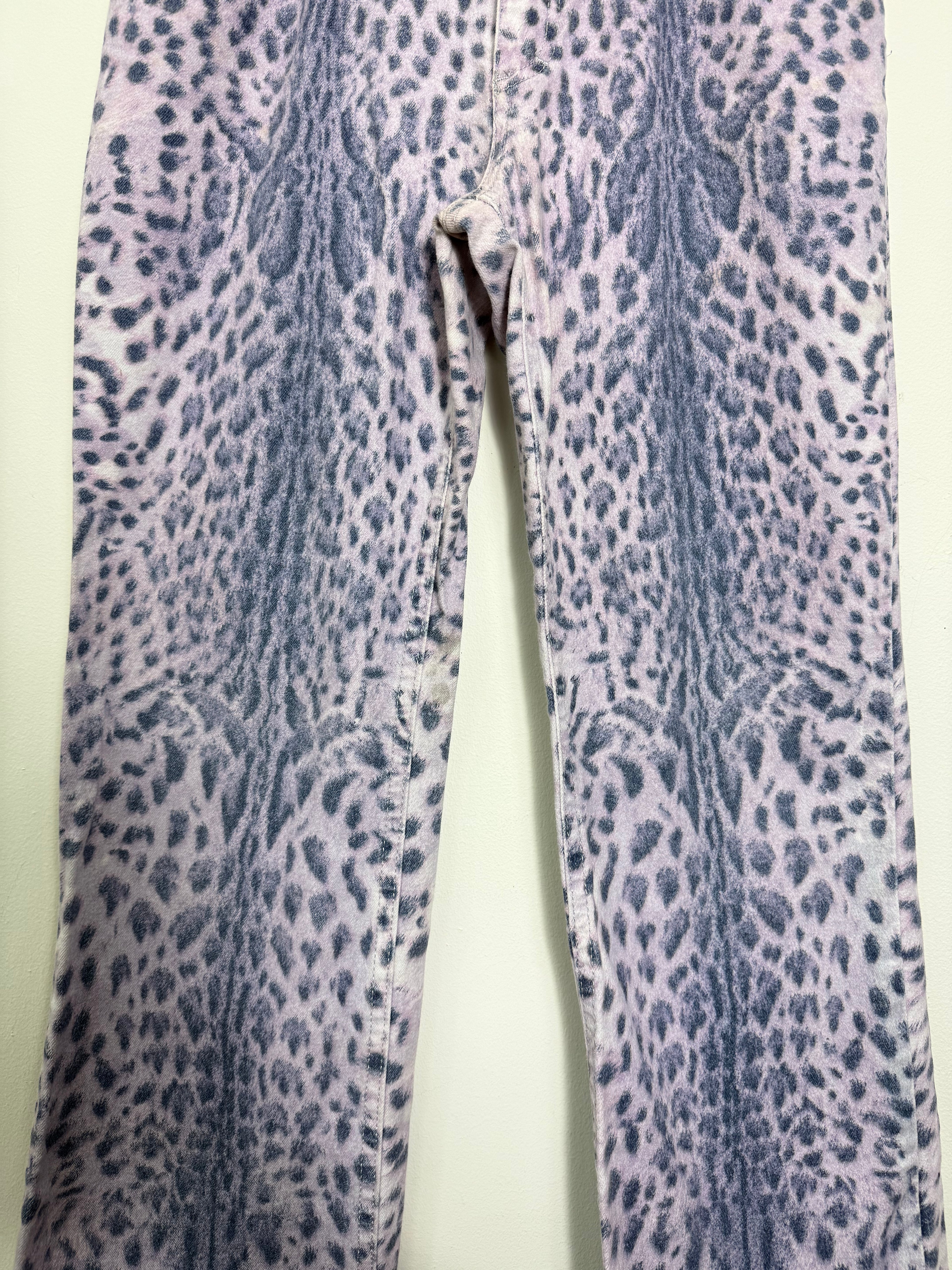 Roberto Cavalli Spring 2000 Purple Leopard Print Jeans XS
