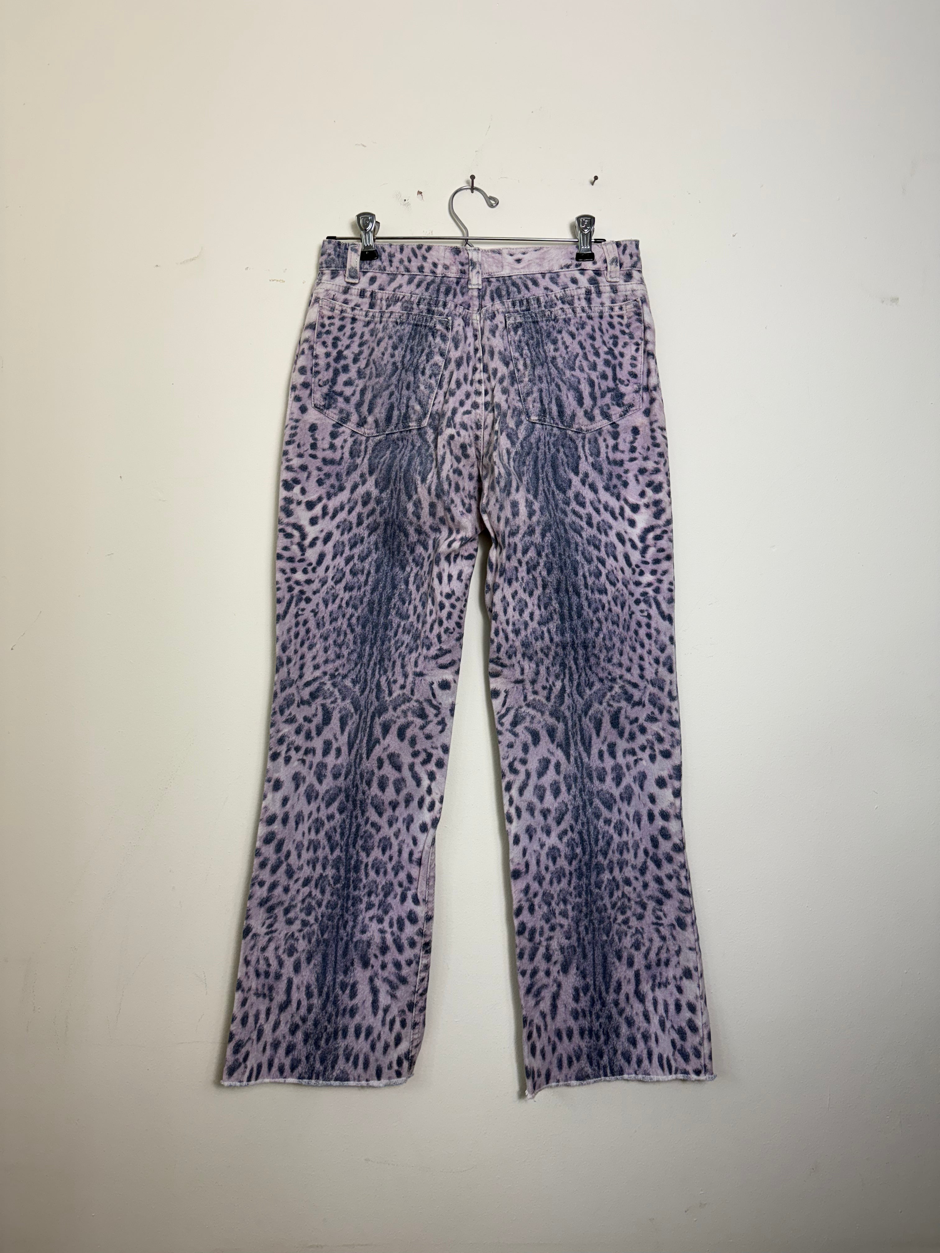 Roberto Cavalli Spring 2000 Purple Leopard Print Jeans XS