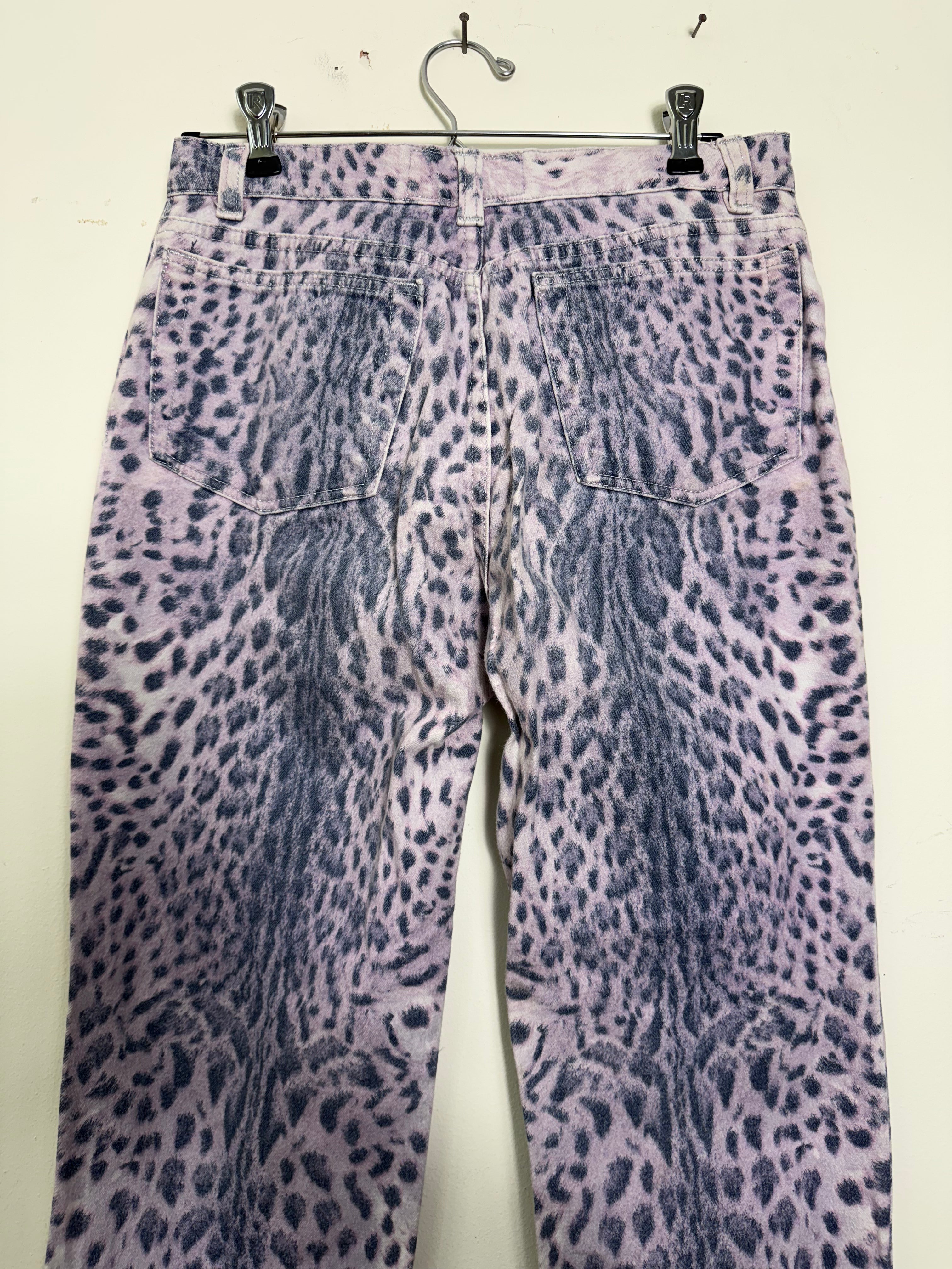 Roberto Cavalli Spring 2000 Purple Leopard Print Jeans XS