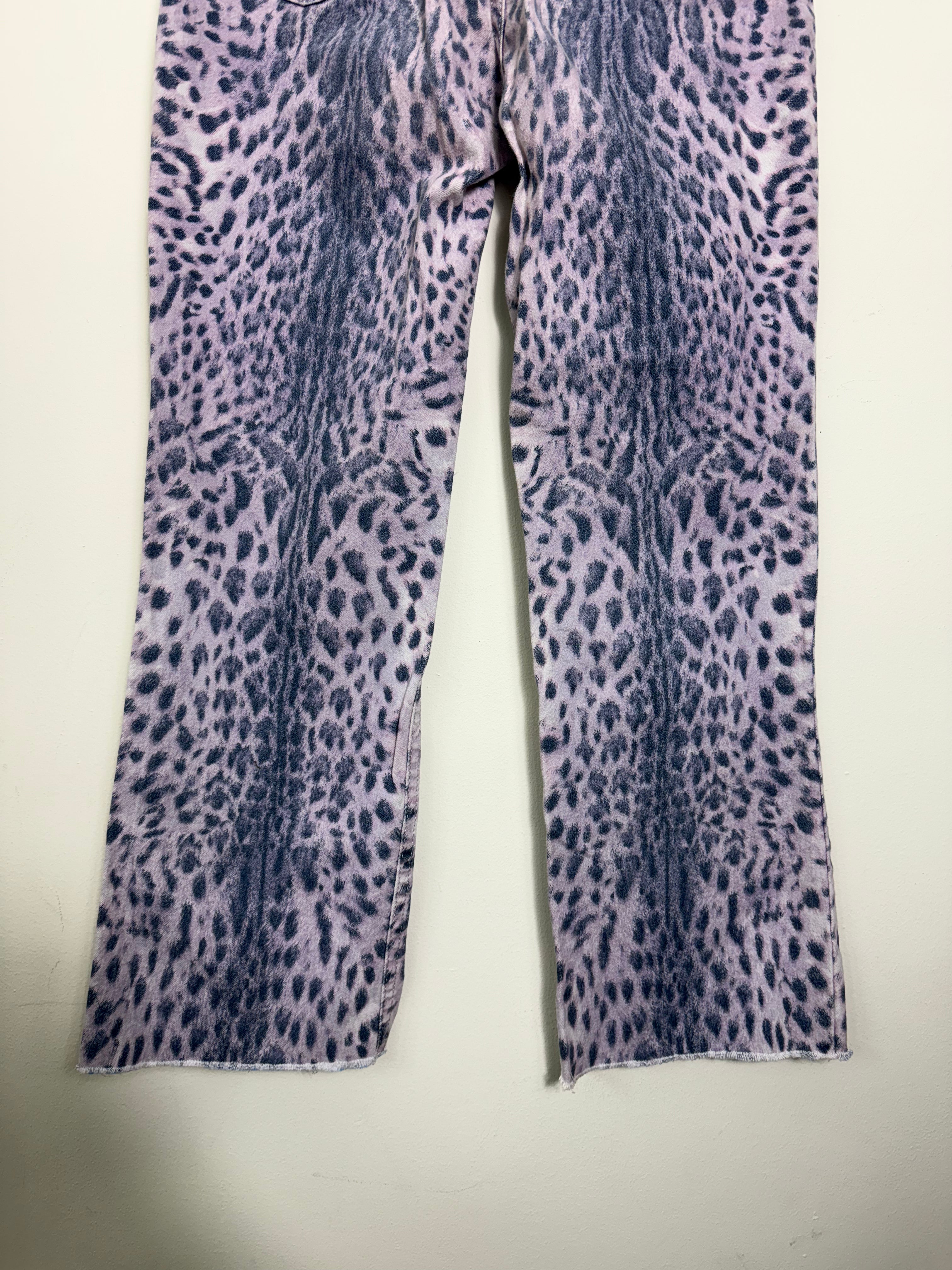 Roberto Cavalli Spring 2000 Purple Leopard Print Jeans XS