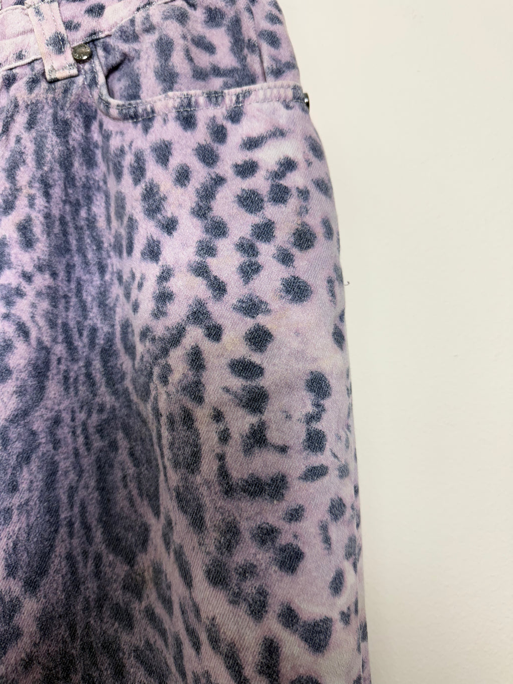 Roberto Cavalli Spring 2000 Purple Leopard Print Jeans XS