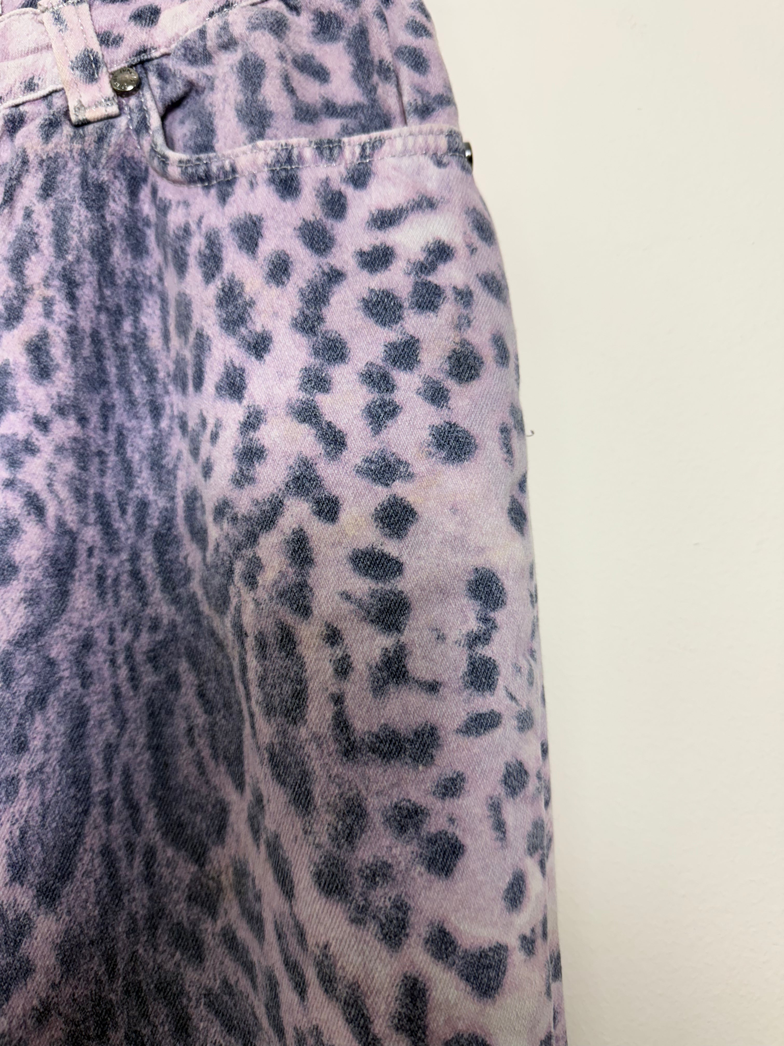 Roberto Cavalli Spring 2000 Purple Leopard Print Jeans XS