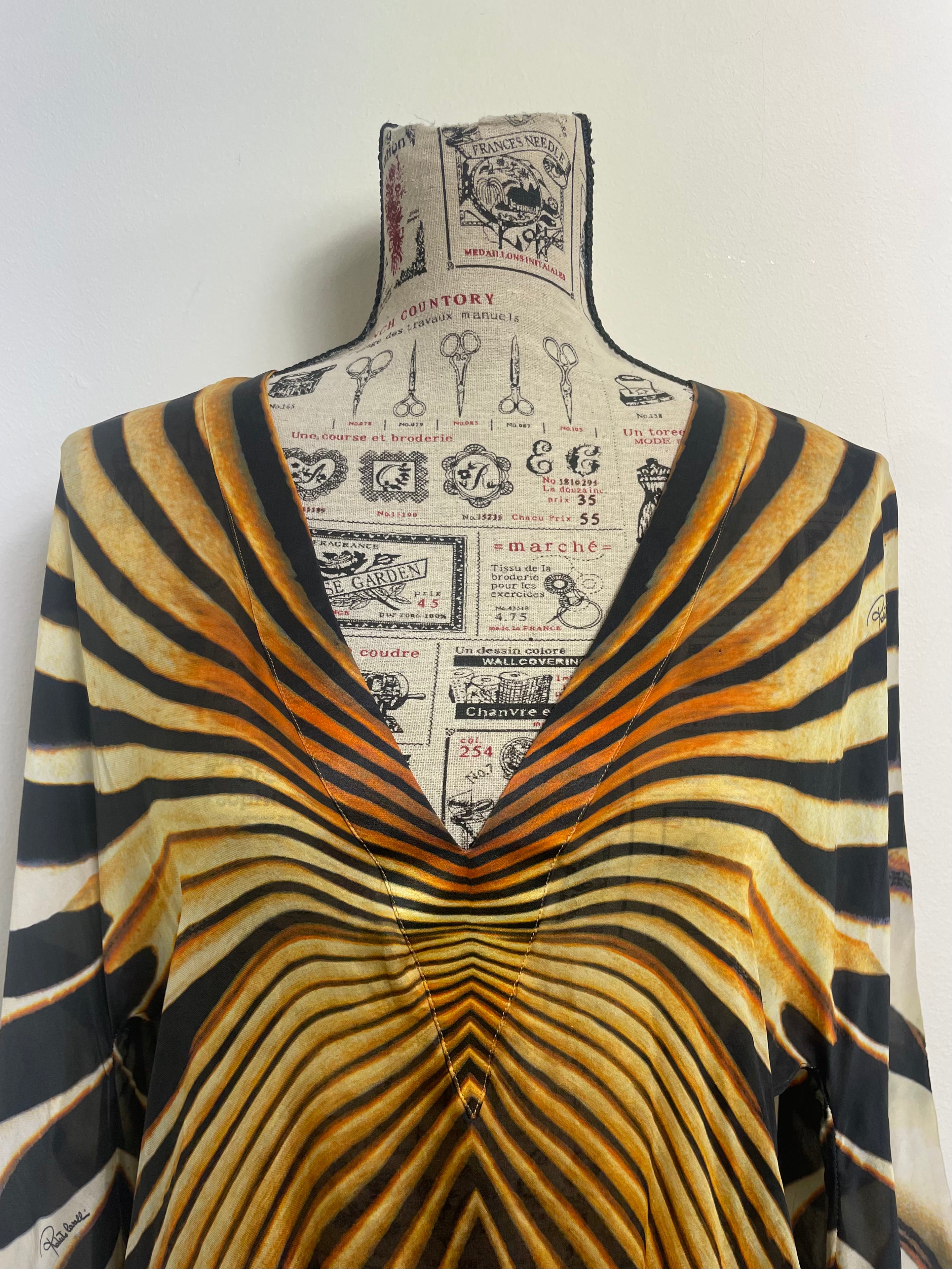 Roberto Cavalli Spring 2007 Rare Flared Sleeves Sun Ray Mini Dress