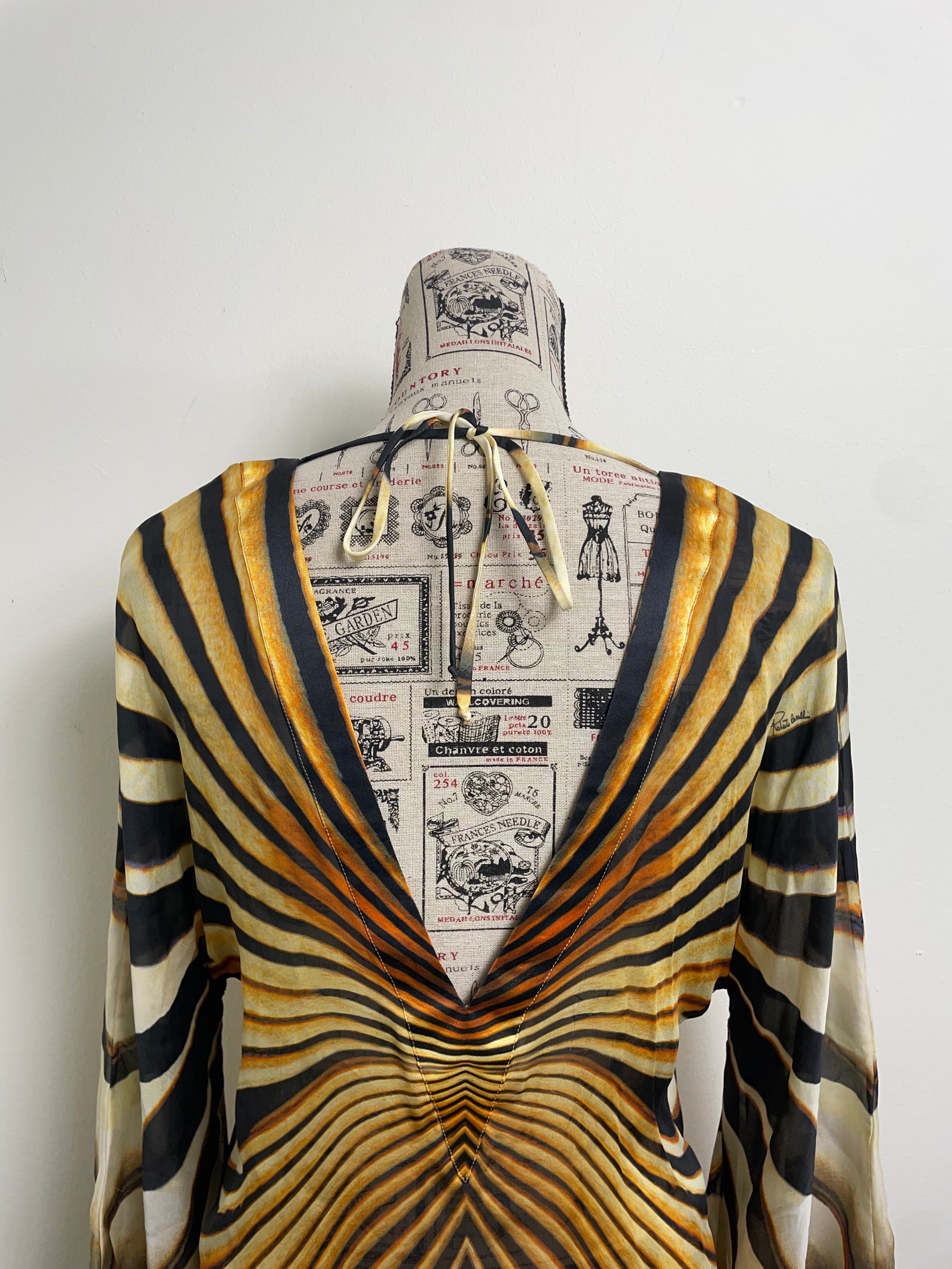 Roberto Cavalli Spring 2007 Rare Flared Sleeves Sun Ray Mini Dress