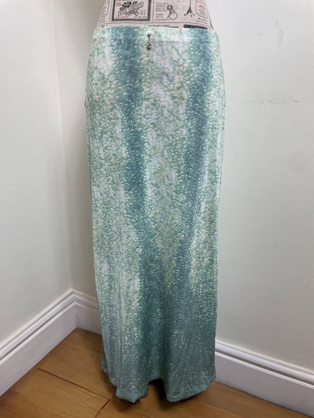 Roberto Cavalli Turquoise Scales Maxi Skirt