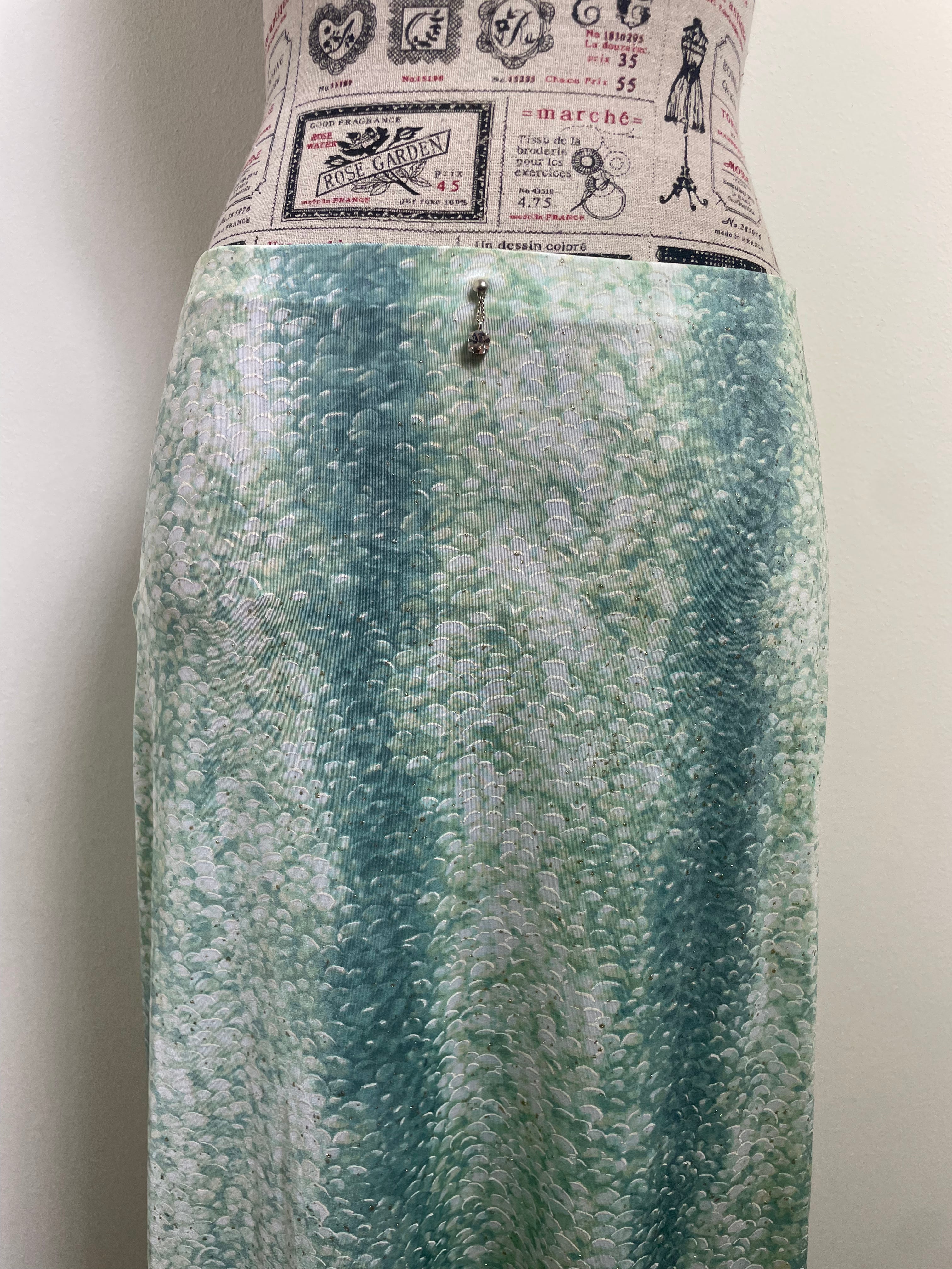 Roberto Cavalli Turquoise Scales Maxi Skirt