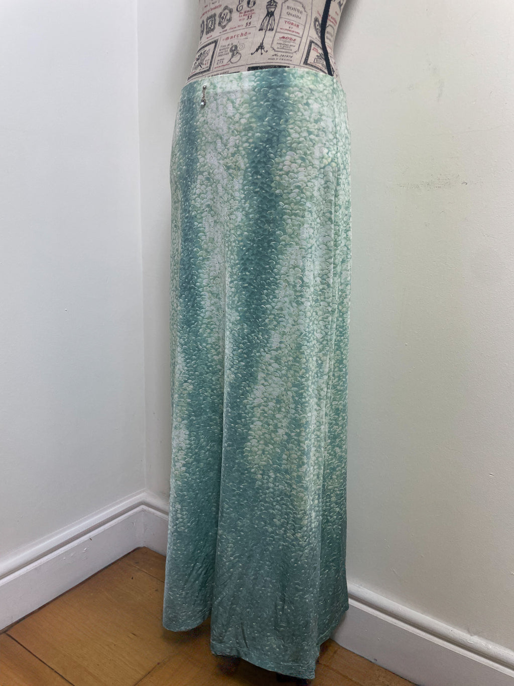 Roberto Cavalli Turquoise Scales Maxi Skirt
