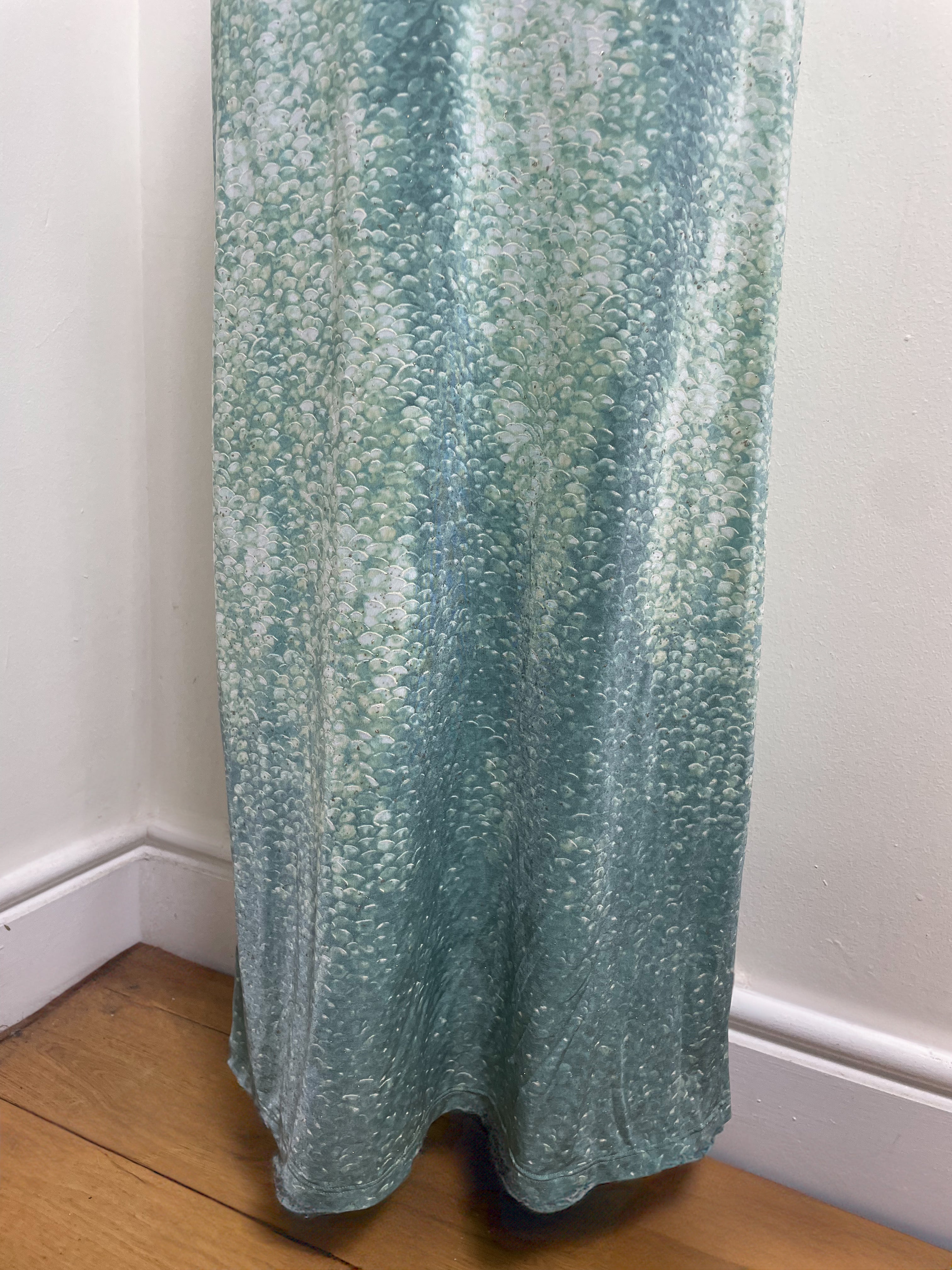Roberto Cavalli Turquoise Scales Maxi Skirt