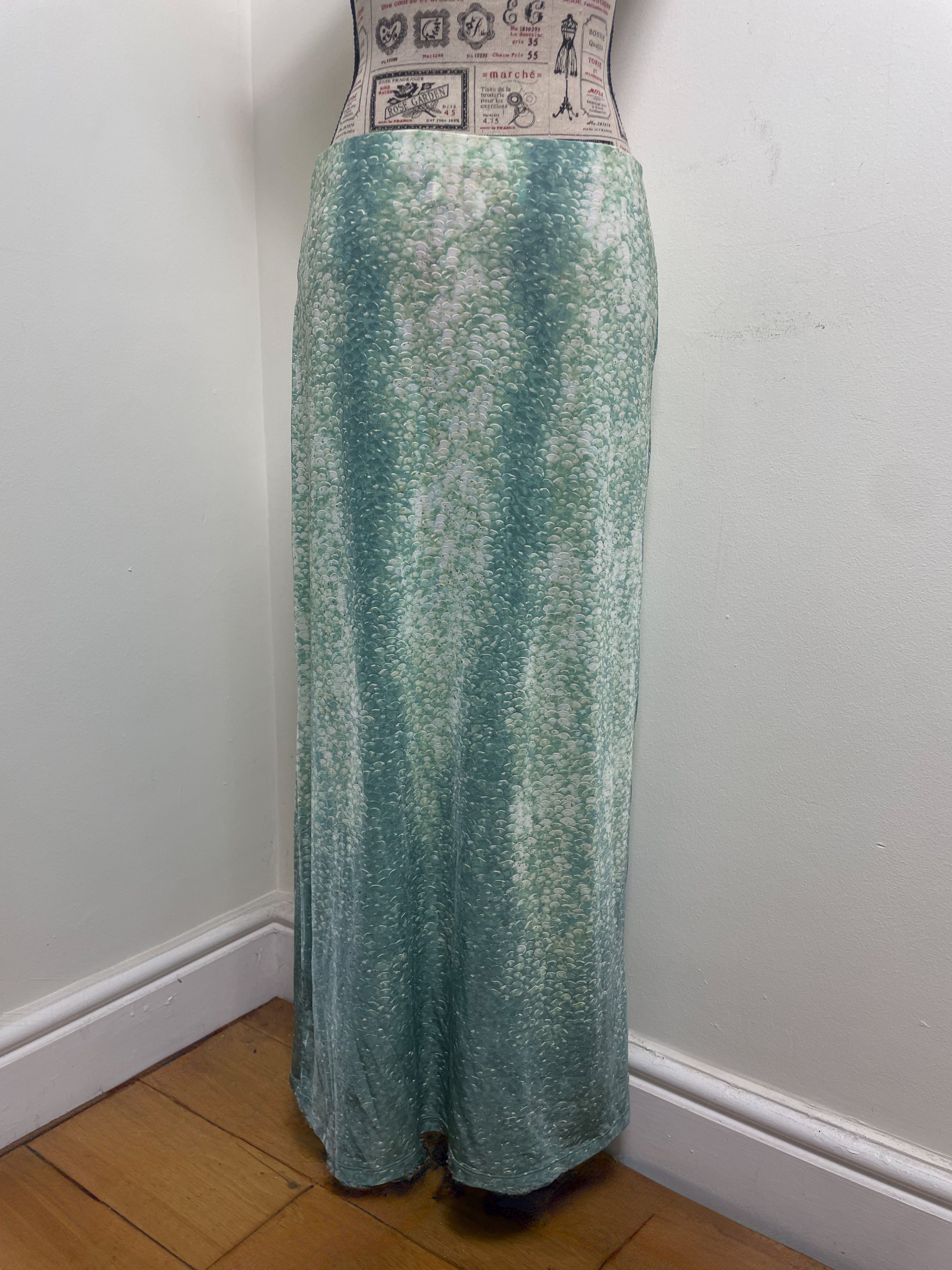Roberto Cavalli Turquoise Scales Maxi Skirt