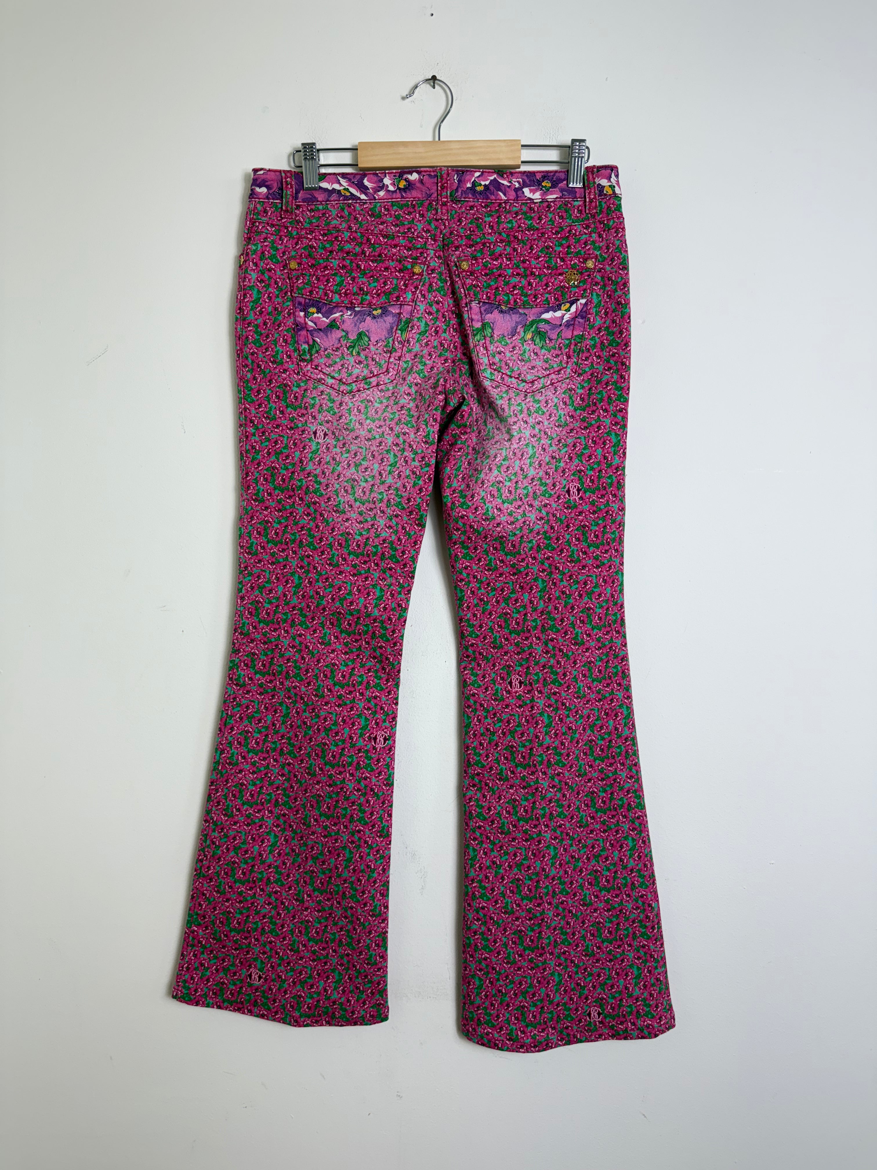 Roberto Cavalli Vintage Pink Floral Flared Jeans