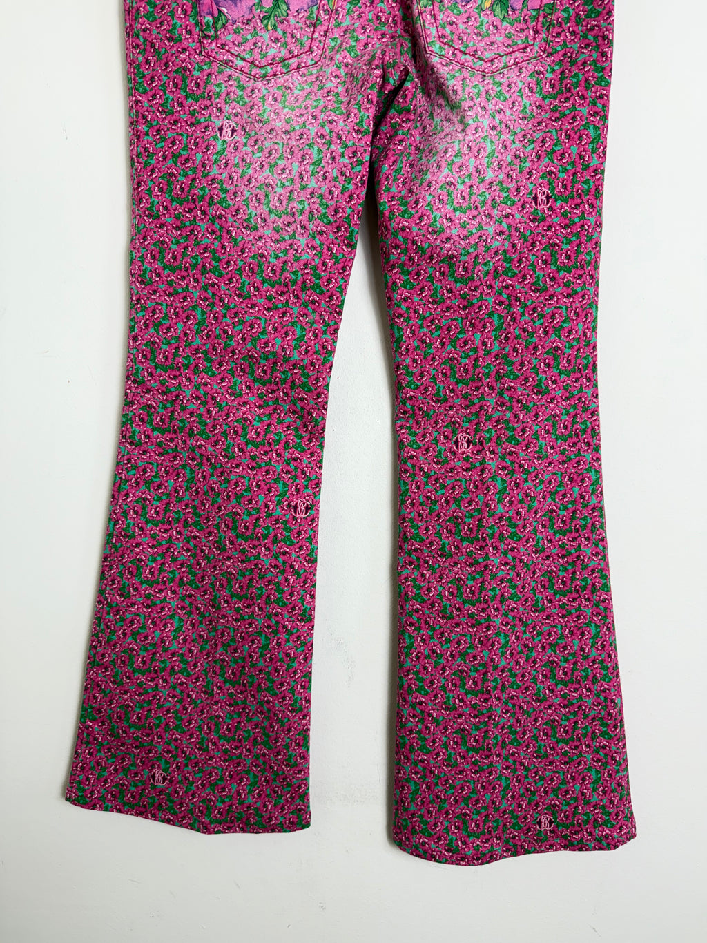 Roberto Cavalli Vintage Pink Floral Flared Jeans