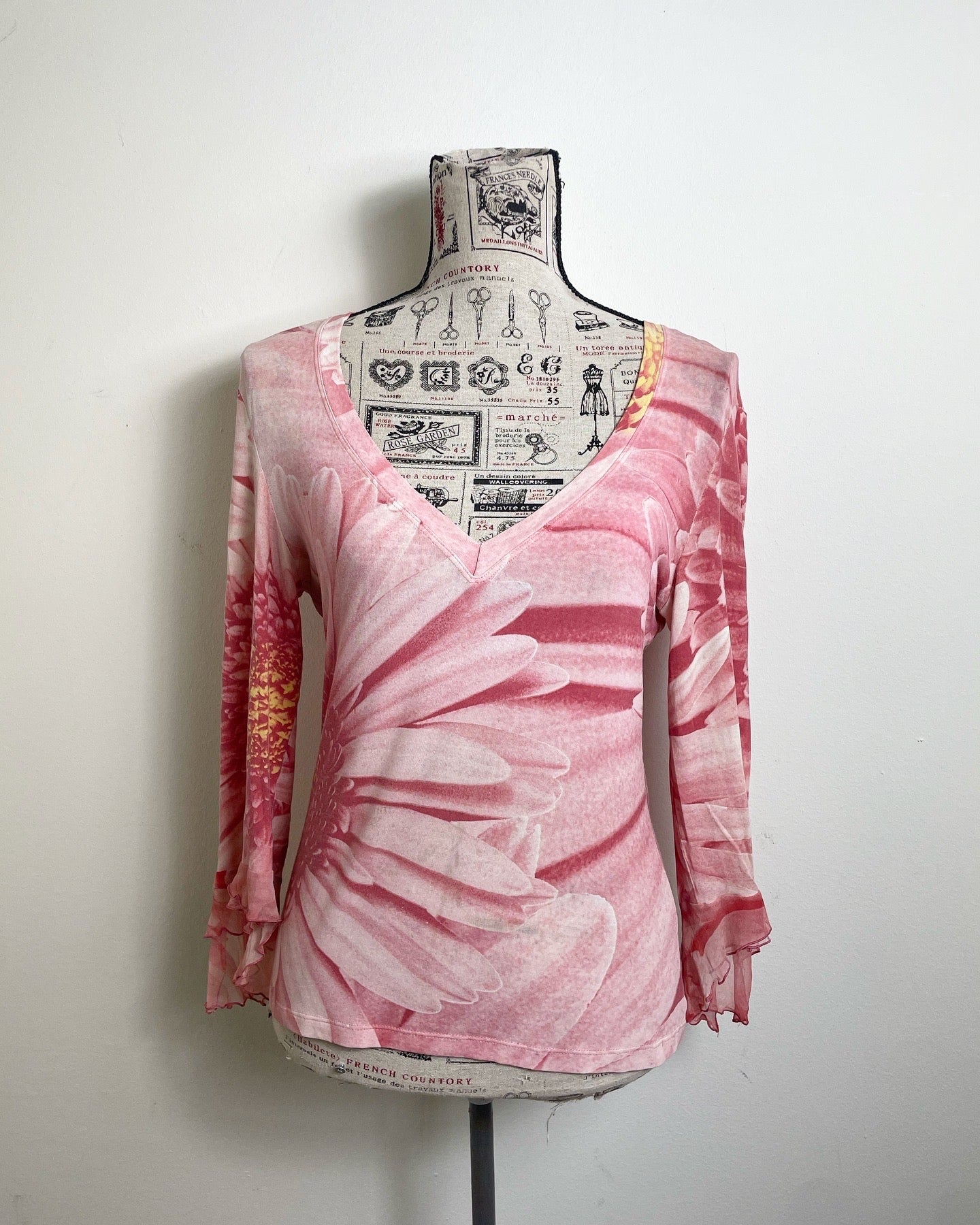 Roberto Cavalli Vintage Spring 2000 Pink Daisy Top
