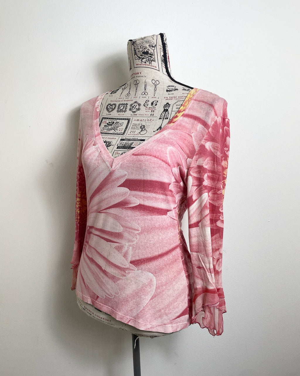 Roberto Cavalli Vintage Spring 2000 Pink Daisy Top