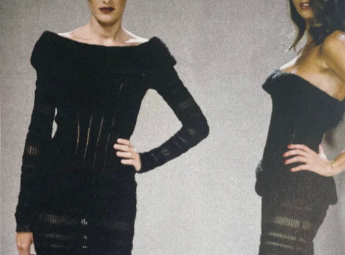 Alaïa Spring 1993 Vintage Crochet Black Insert Knit Dress