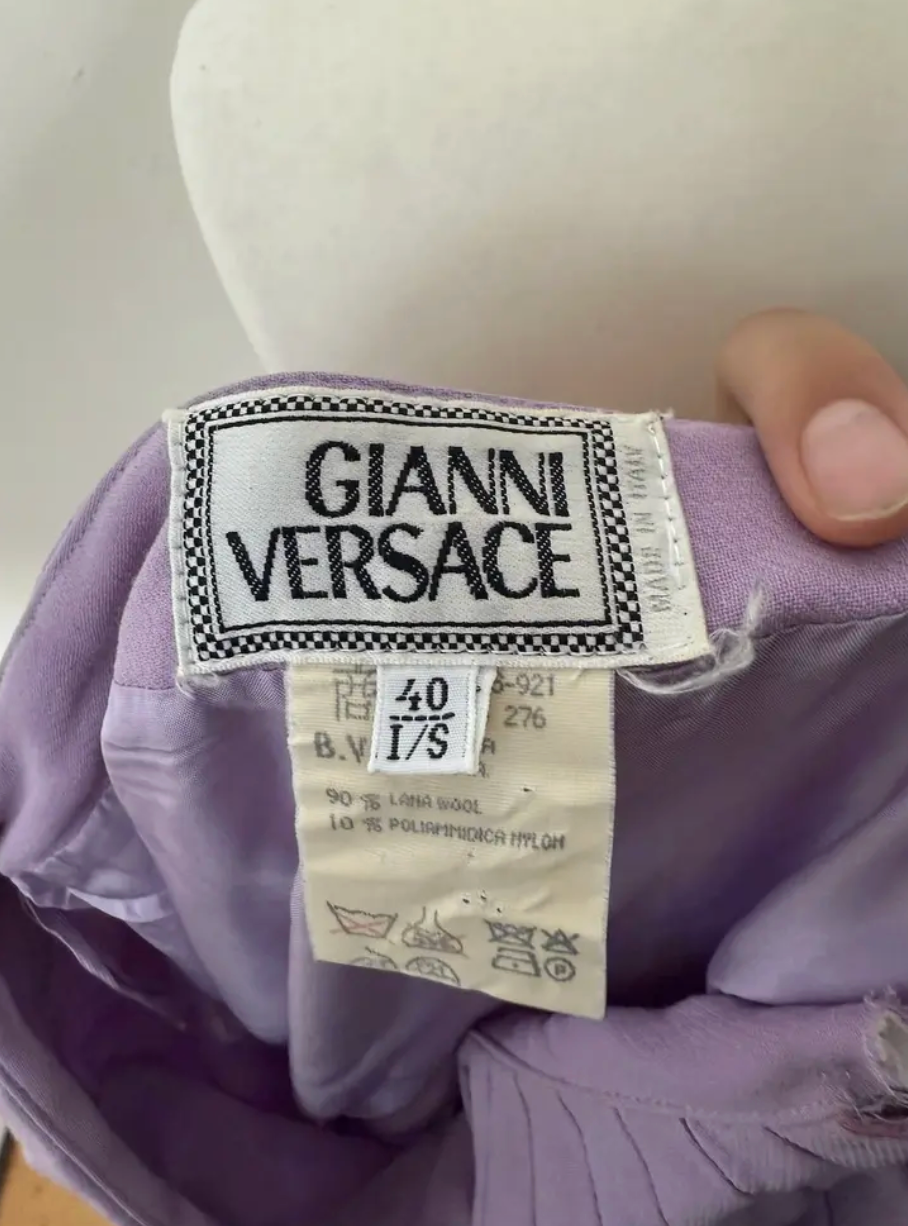 Gianni Versace Vintage Lilac Pleated A-Line Midi Skirt