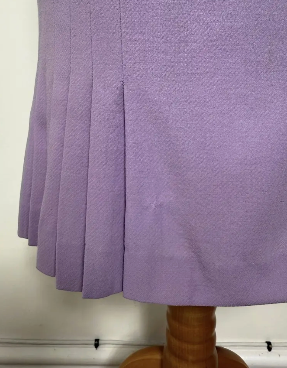 Gianni Versace Vintage Lilac Pleated A-Line Midi Skirt